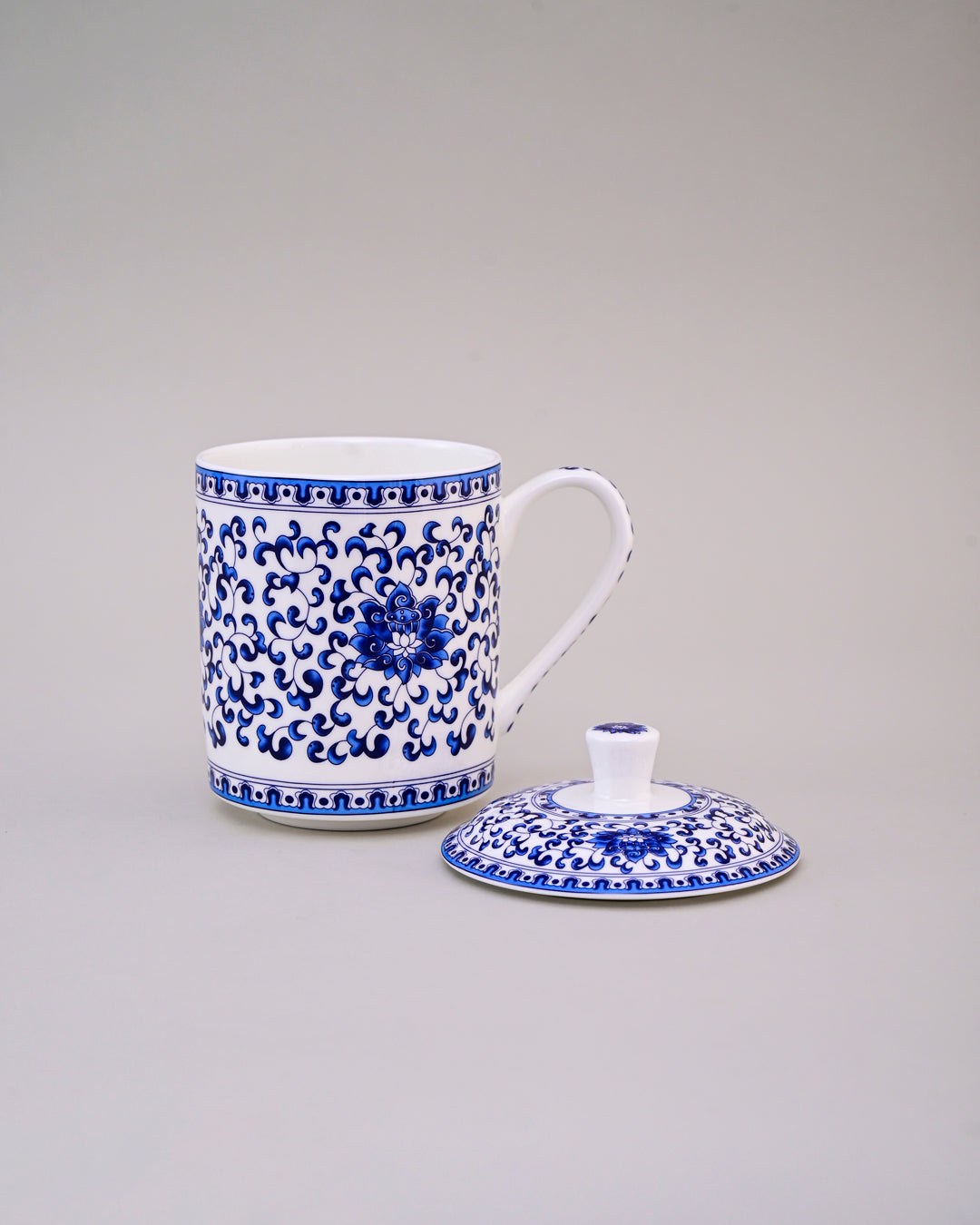 Royal Blue Floral Ceramic Mug