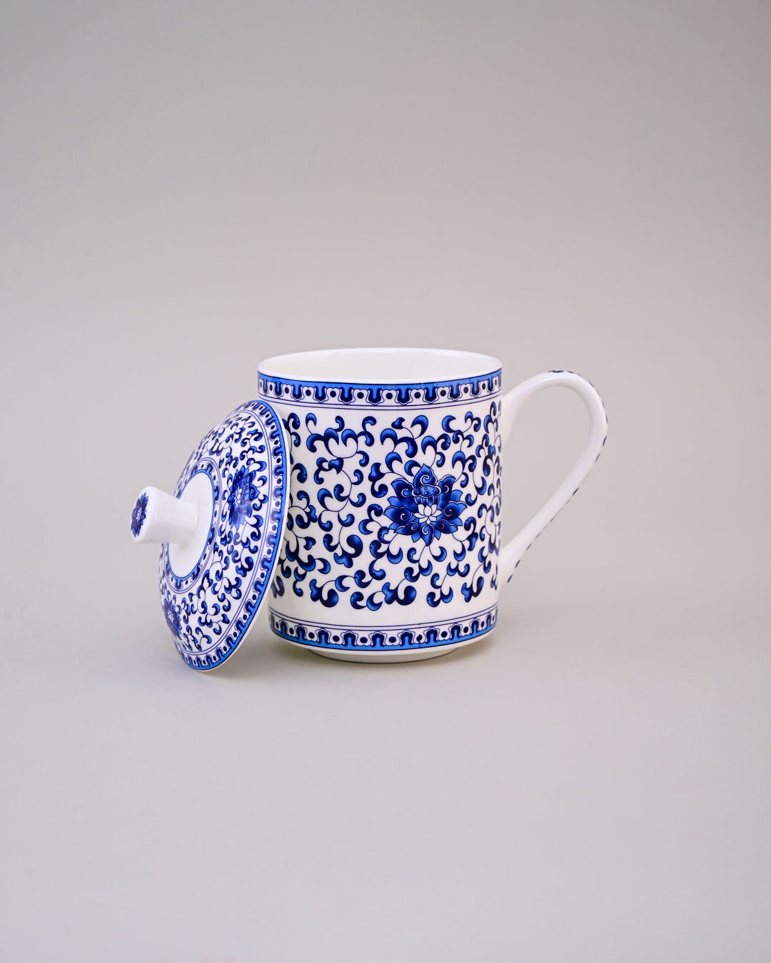 Royal Blue Floral Ceramic Mug
