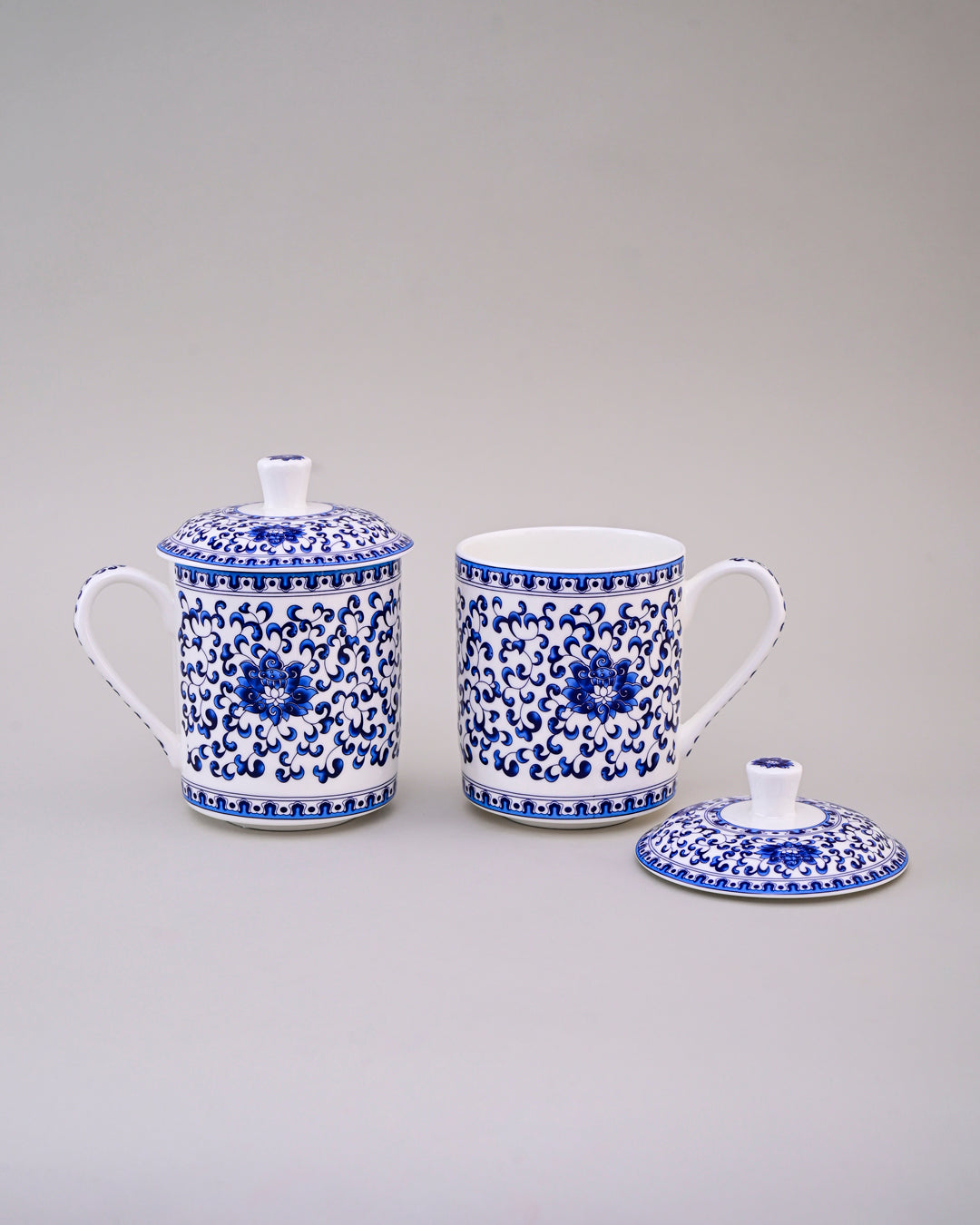 Royal Blue Floral Ceramic Mug