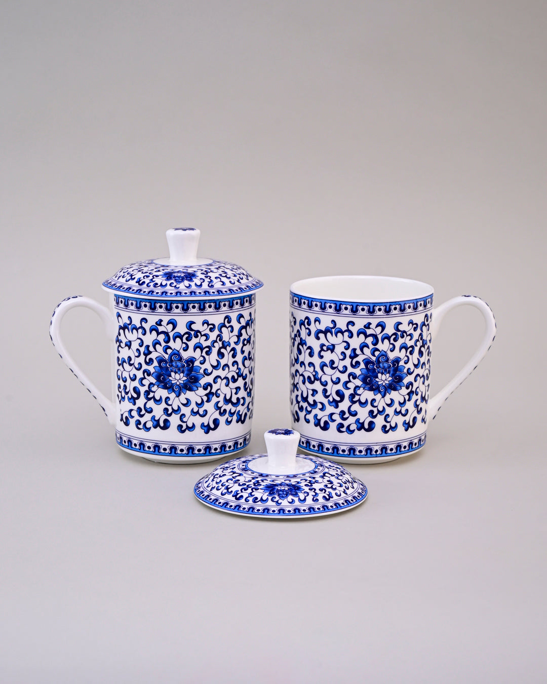 Royal Blue Floral Bone China Mug