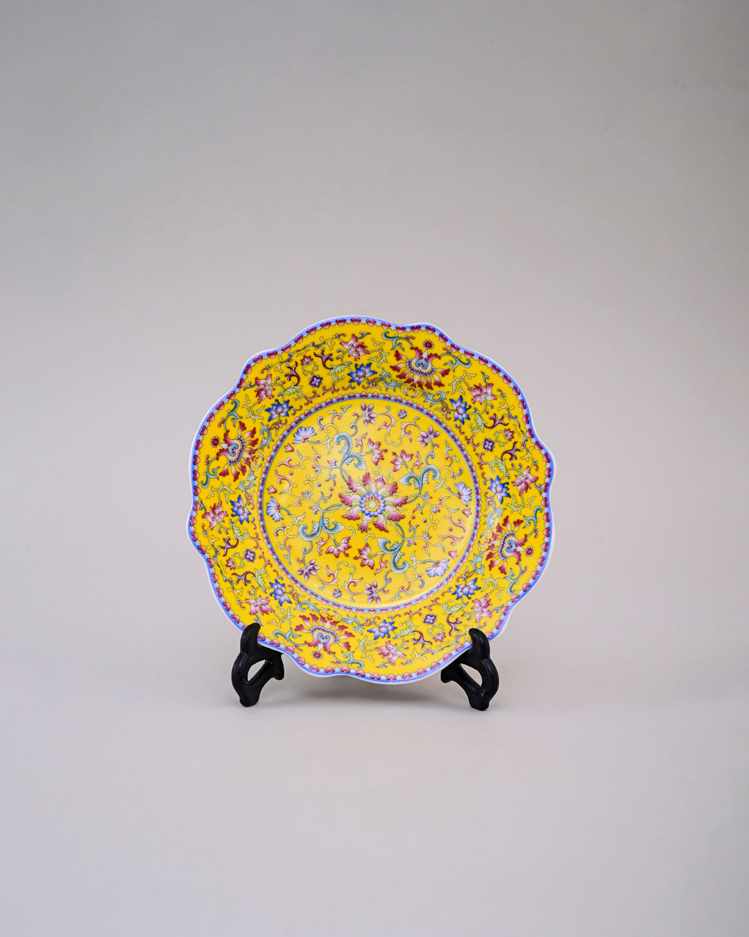 Royal Floral Enamel Decorative Plate - Yellow 6"