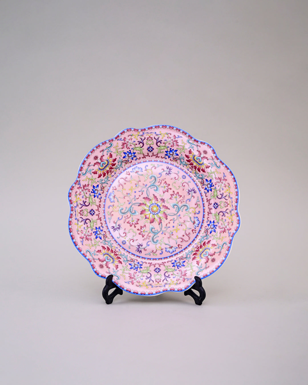 Royal Floral Enamel Decorative Plate - Pink 8"