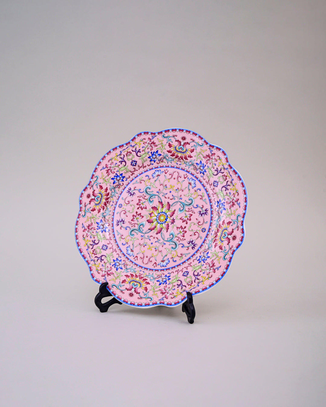 Royal Floral Enamel Decorative Plate - Pink 8"