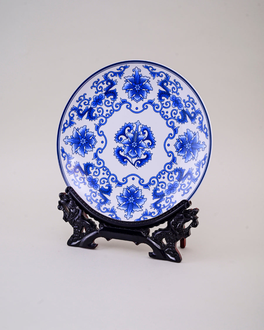 Blue Lotus Harmony Decorative Plate - 14"