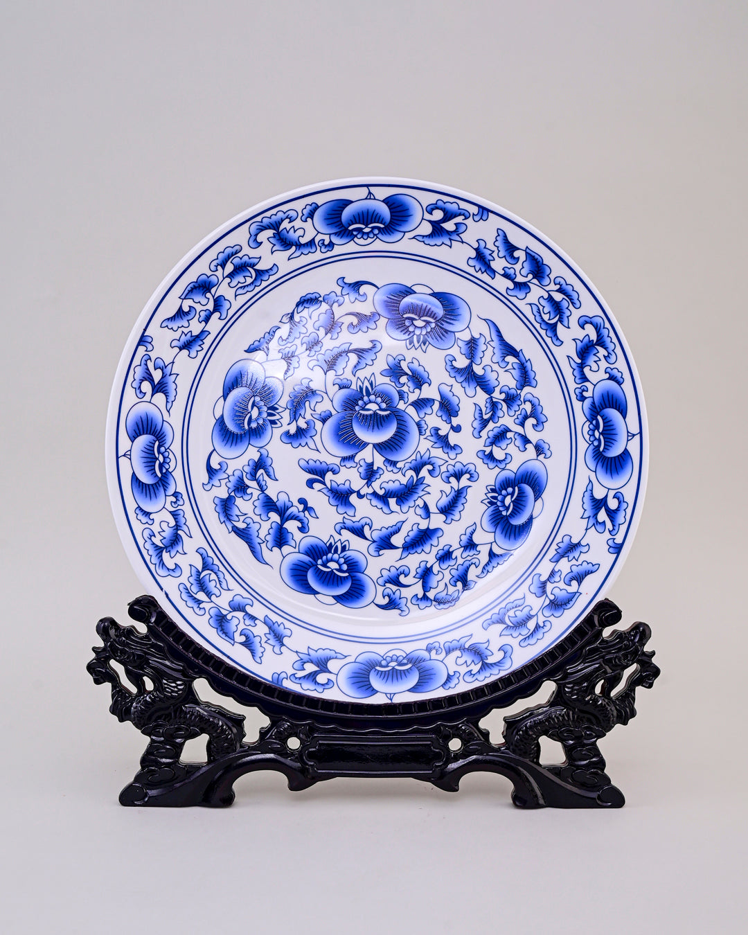 Blue Peony Blossom Decorative Plate - 14"