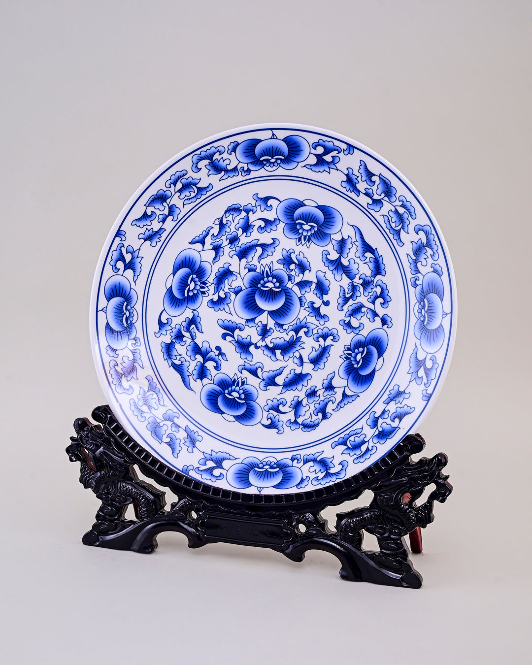 Blue Peony Blossom Decorative Plate - 14"