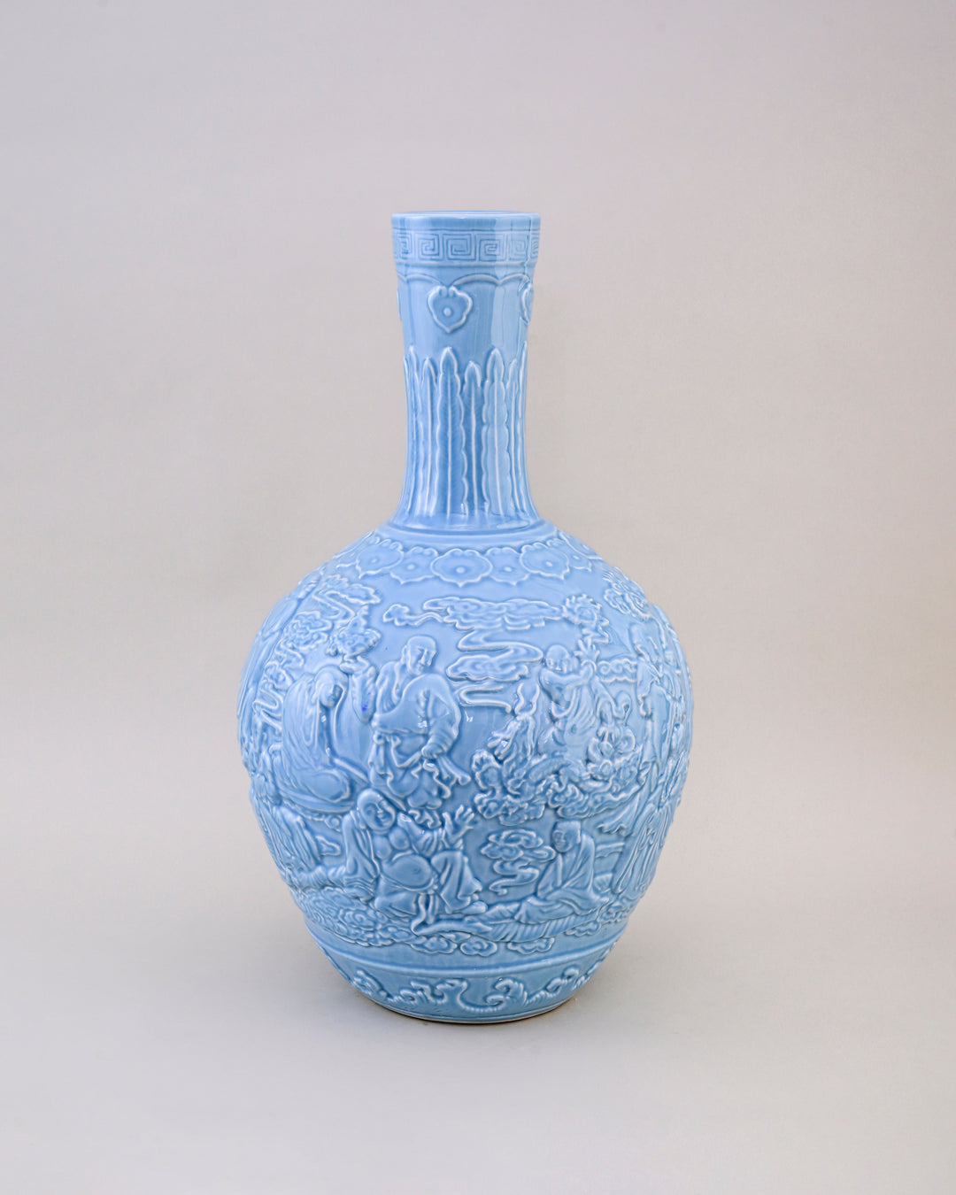 Celestial Blue Celadon Heritage Embossed Vase