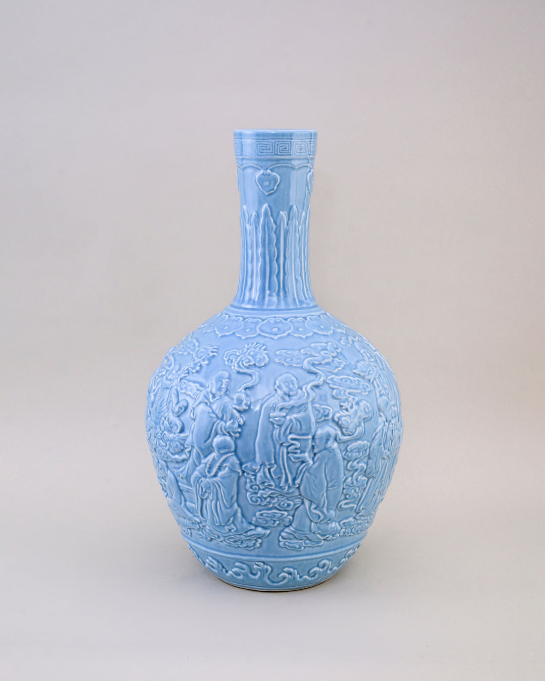Celestial Blue Celadon Heritage Embossed Vase