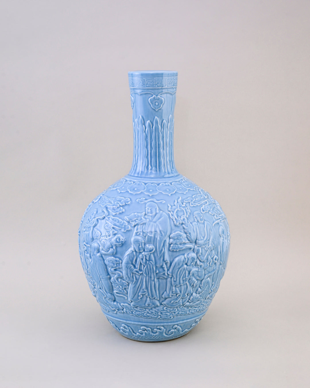 Celestial Blue Celadon Heritage Embossed Vase