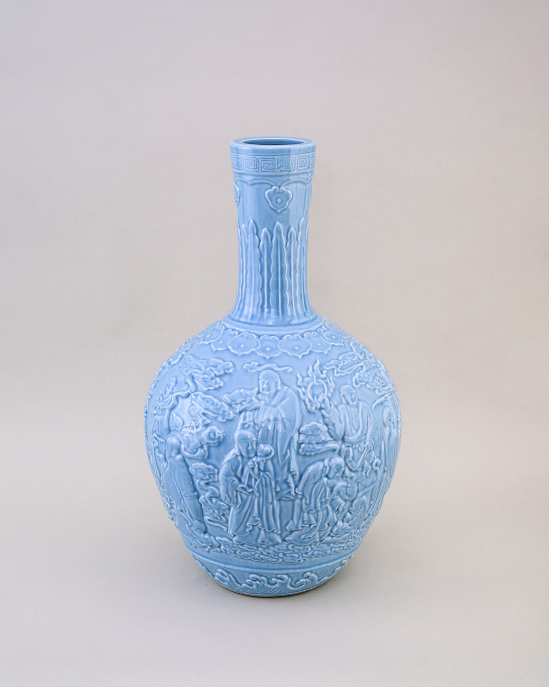 Celestial Blue Celadon Heritage Embossed Vase
