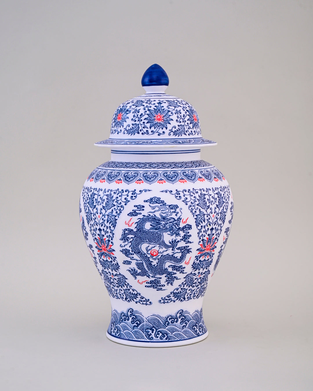 Blue and White Royal Dynasty Temple Jar