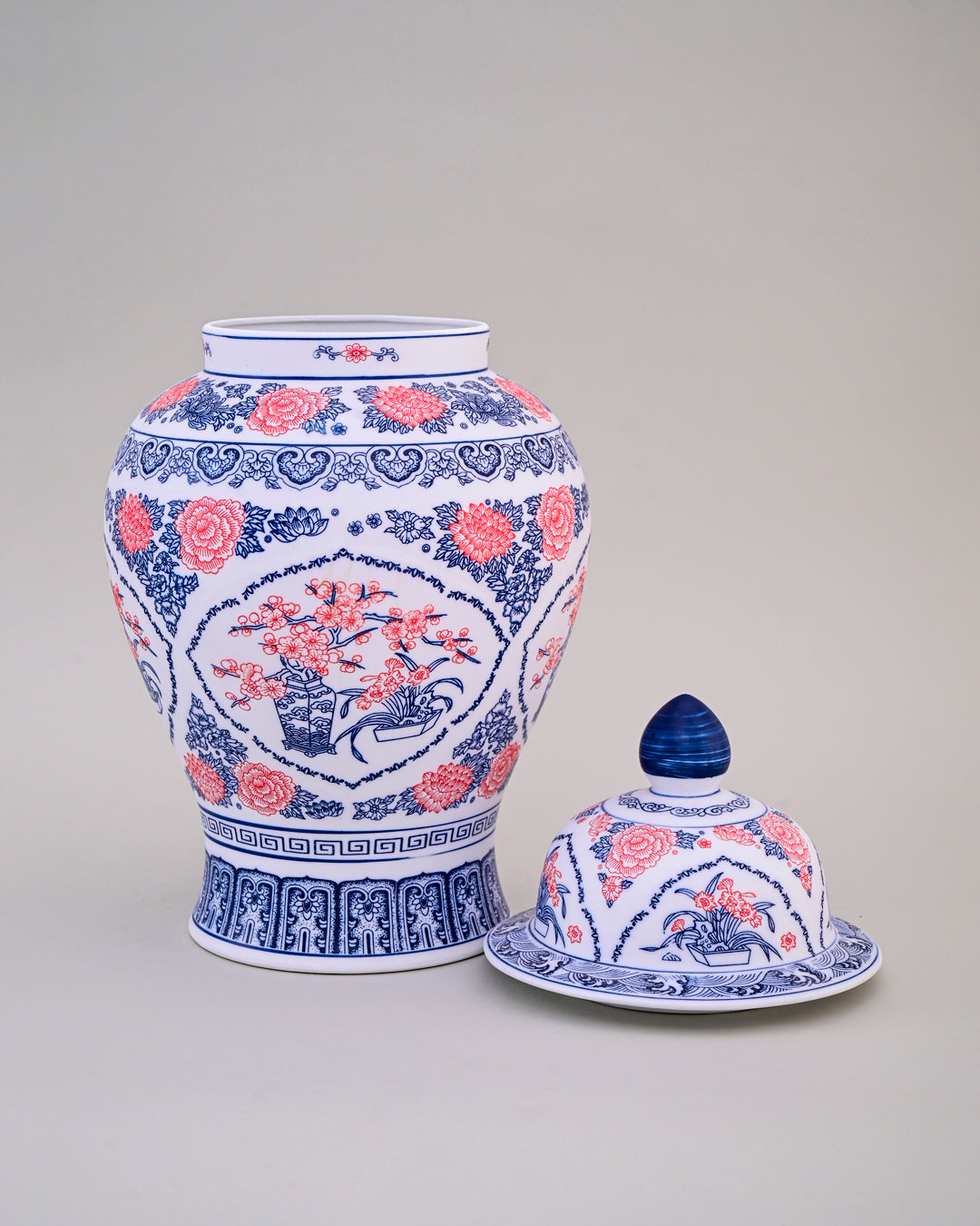 Imperial Blossom Ceramic Temple Jar With Lid