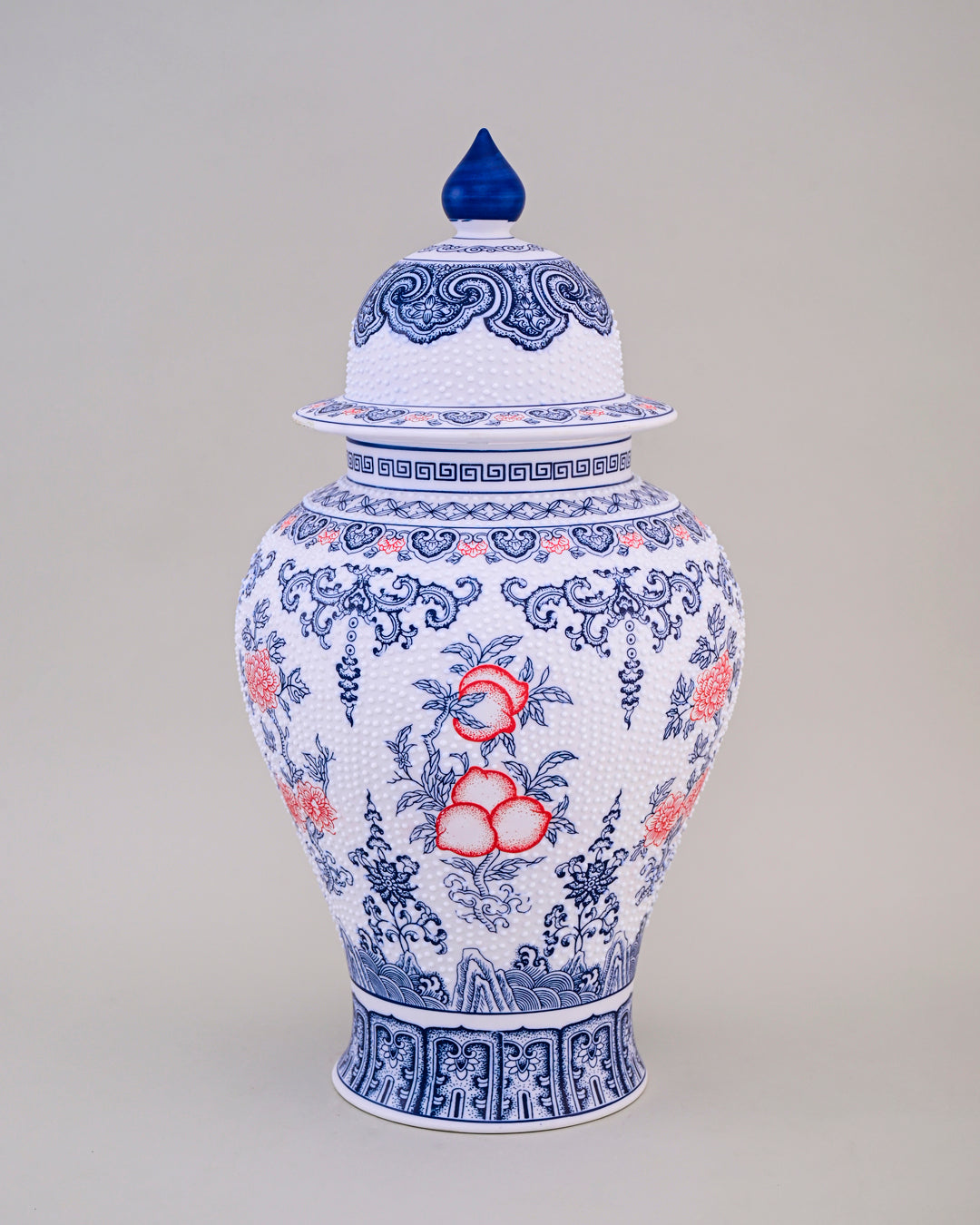 Elegant Oriental Ceramic Temple Jar with Lid