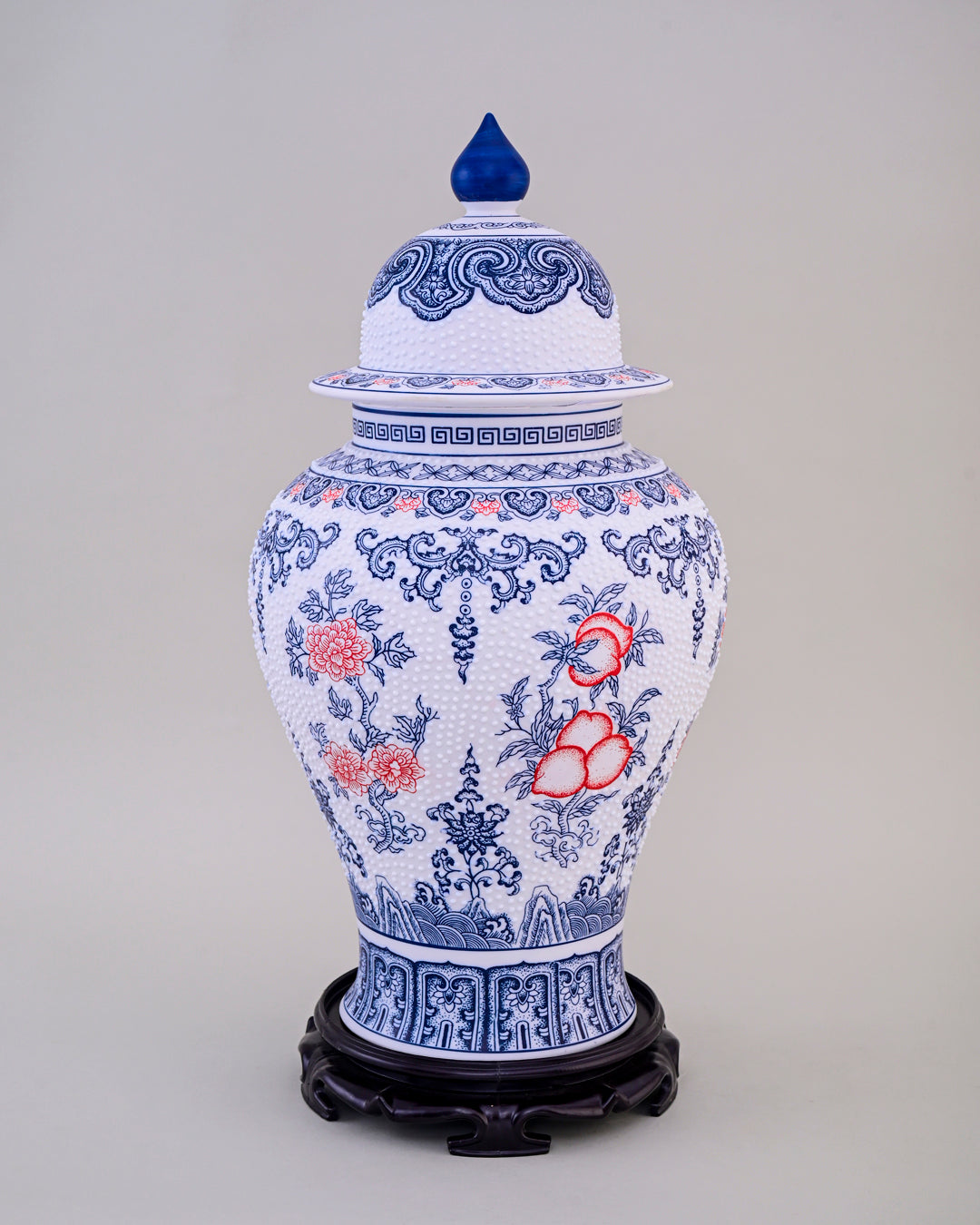 Elegant Oriental Ceramic Temple Jar with Lid
