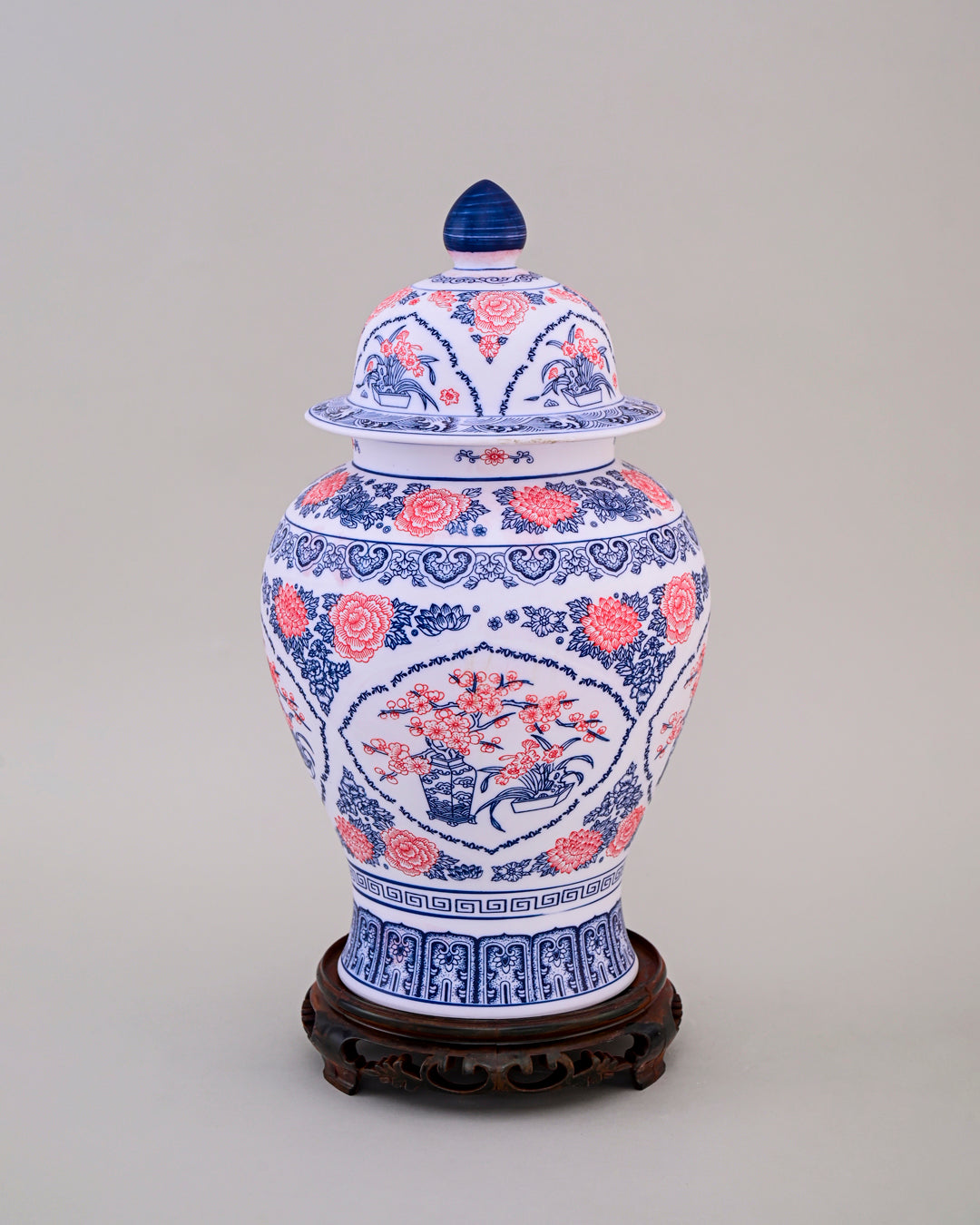 Imperial Blossom Ceramic Temple Jar With Lid