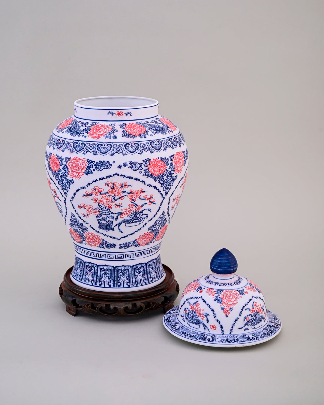 Imperial Blossom Ceramic Temple Jar With Lid