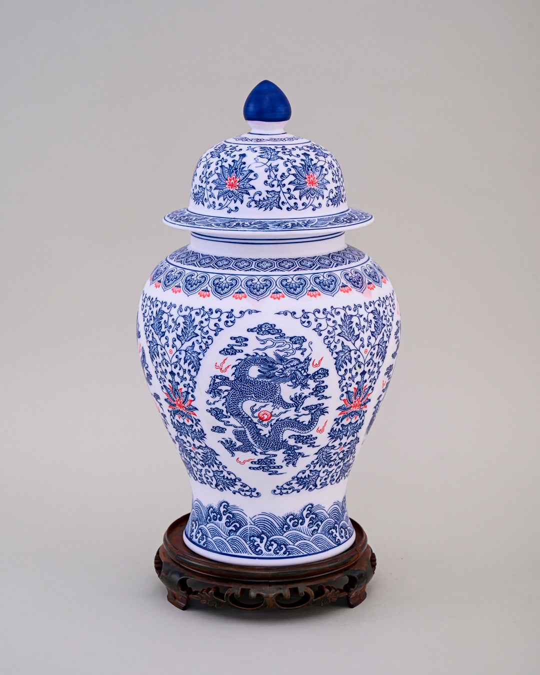 Blue and White Royal Dynasty Temple Jar