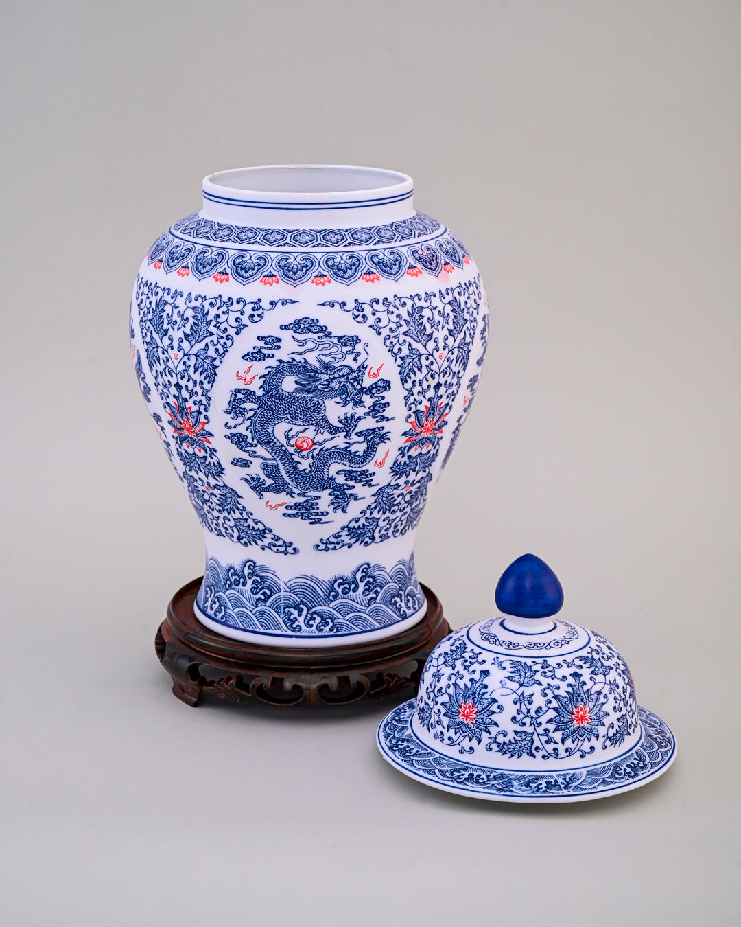 Blue and White Royal Dynasty Temple Jar