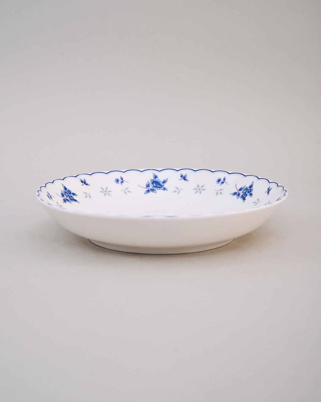 Blue Floral Scalloped Pasta Plate