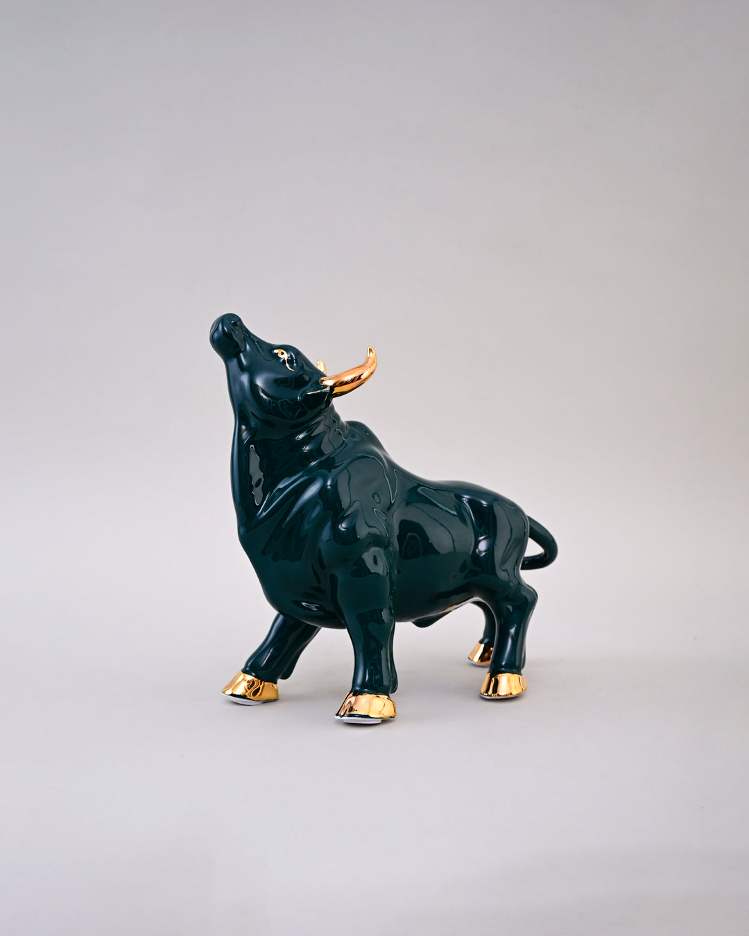 Emerald Bull Porcelain Figurines - Set Of 2