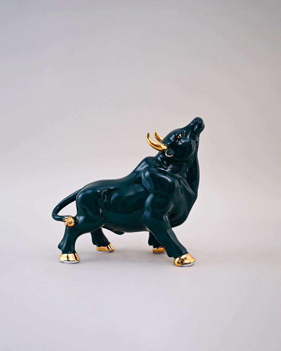 Emerald Bull Porcelain Figurines - Set Of 2