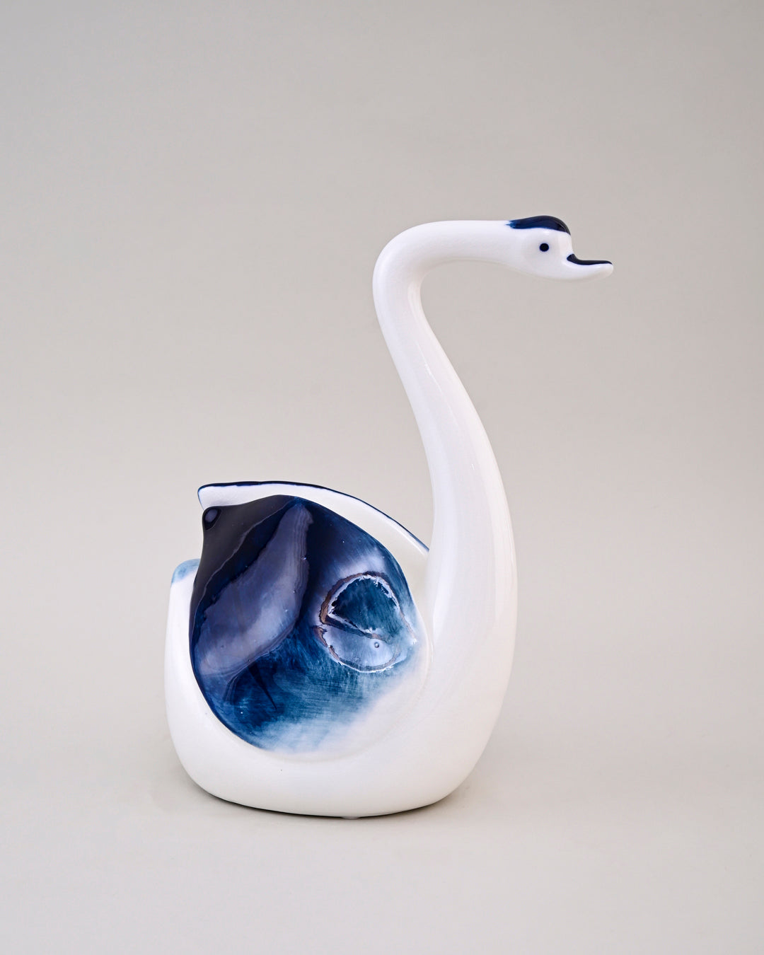 Blue & White Graceful Swan Figurines - Set Of 4