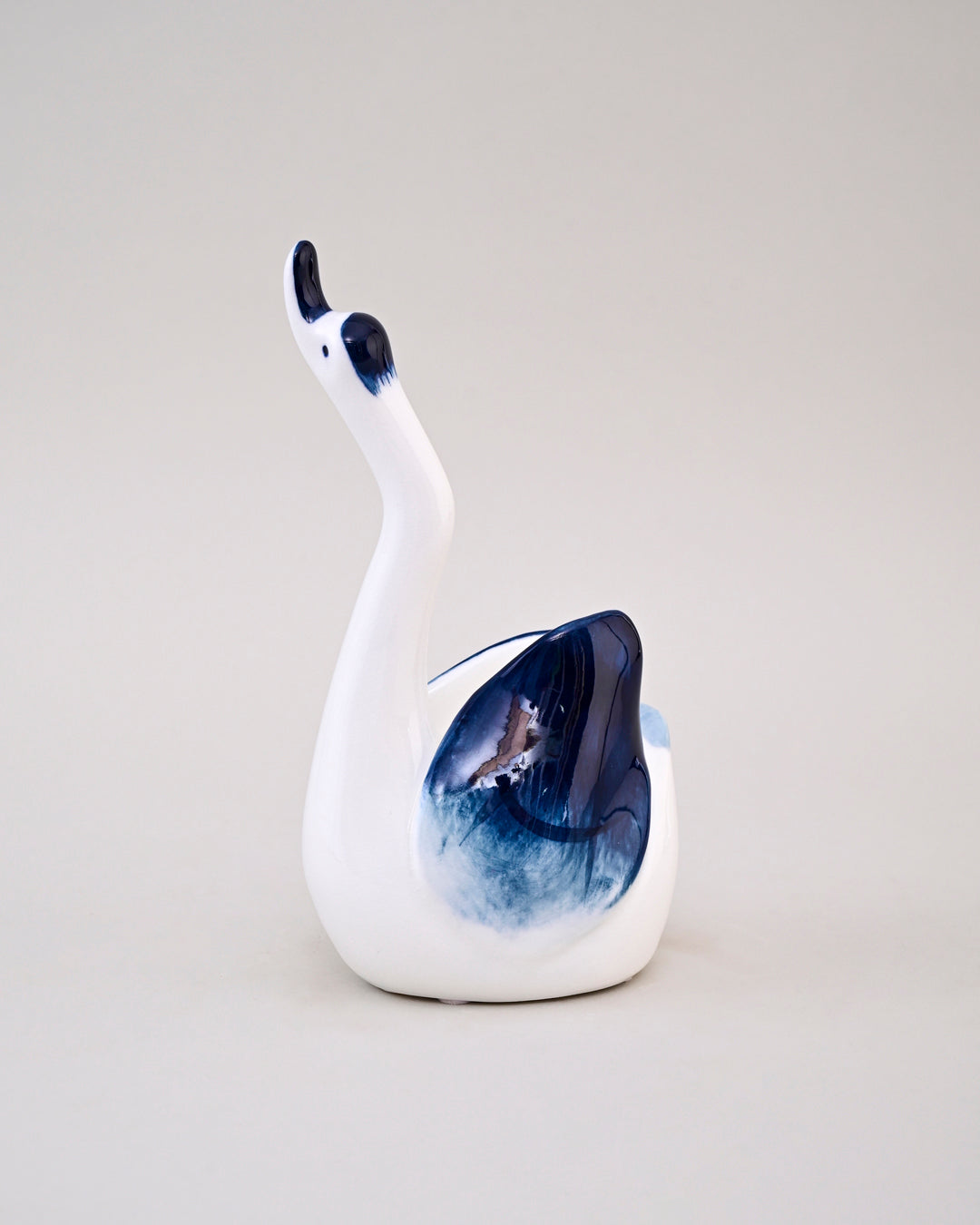 Blue & White Graceful Swan Figurines - Set Of 4