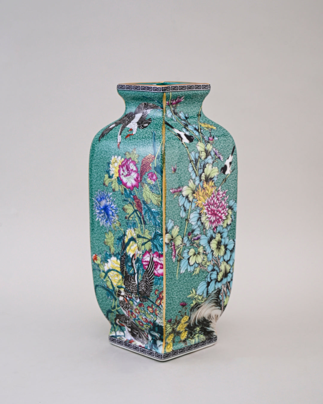 Blossom Cloisonn Enamel Vase - Green