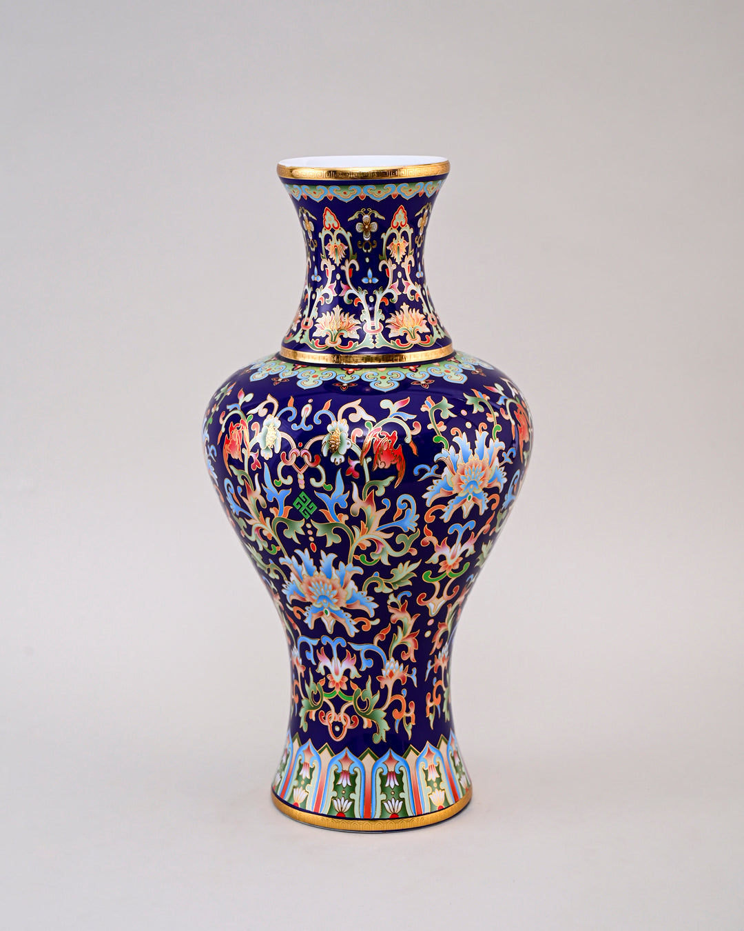 Majestic Enamel Cloisonne Flower Vase - Blue