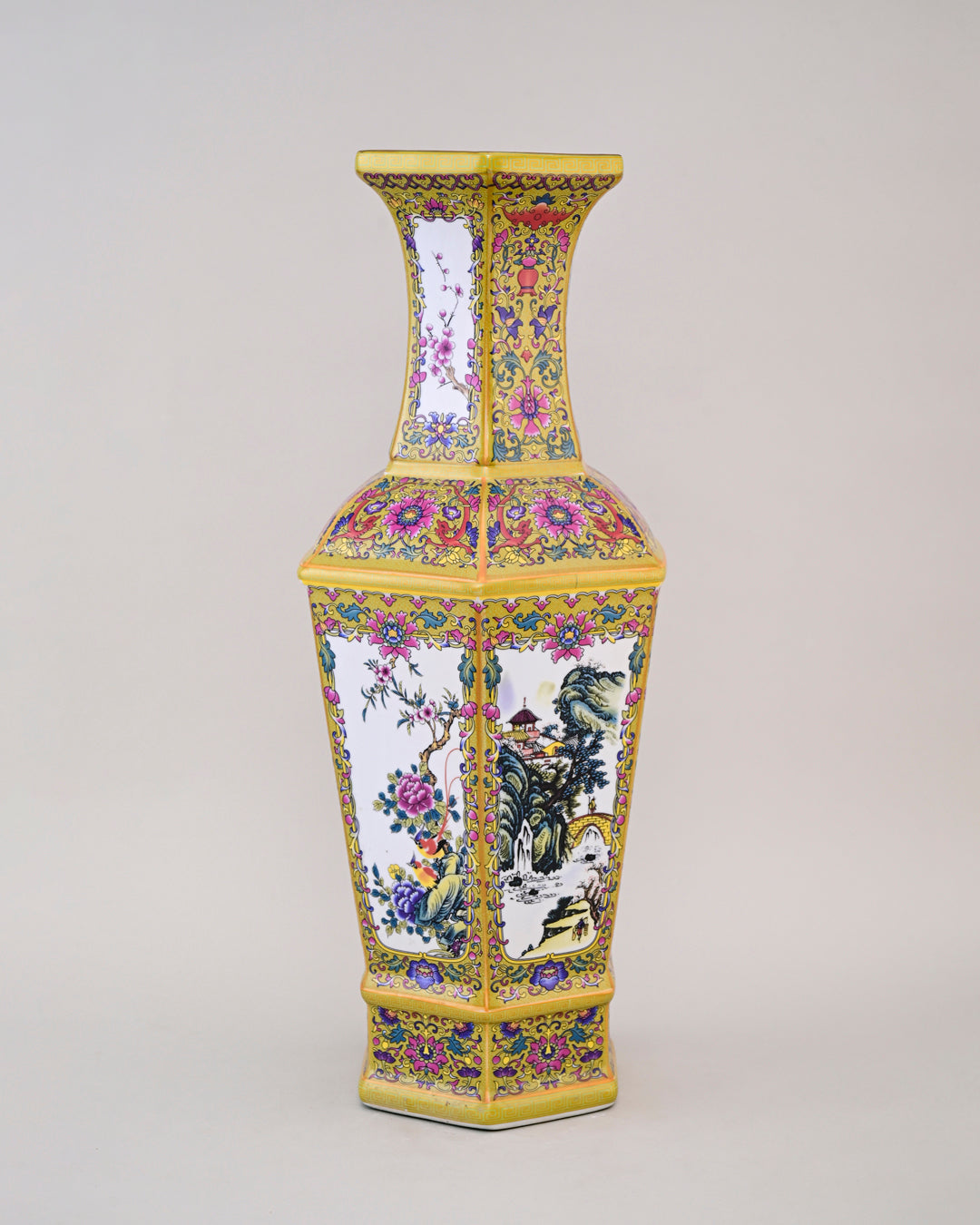 Dynasty Garden Cloisonné Vase - Yellow