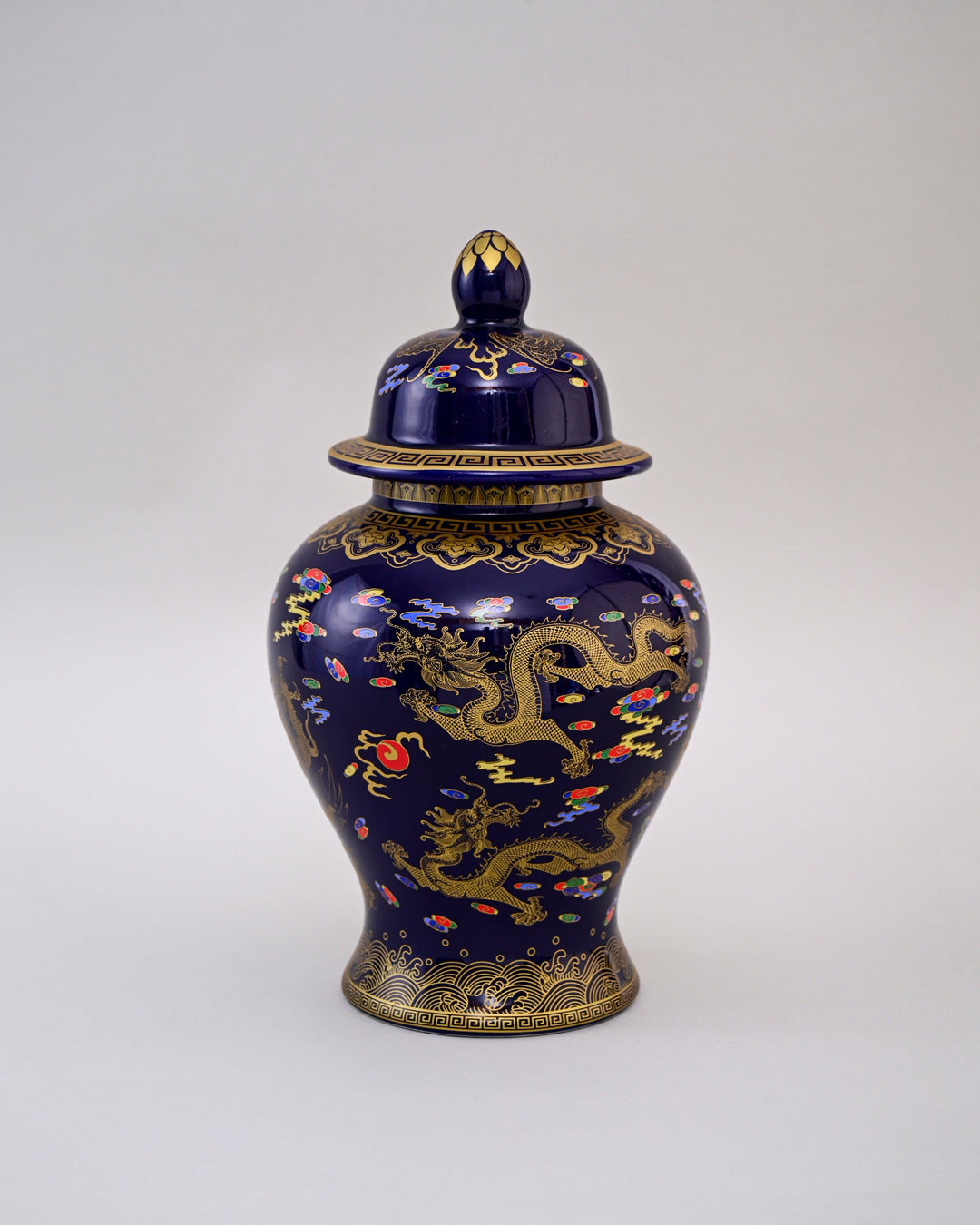 Golden Imperial Dragon Temple Jar - Midnight Blue
