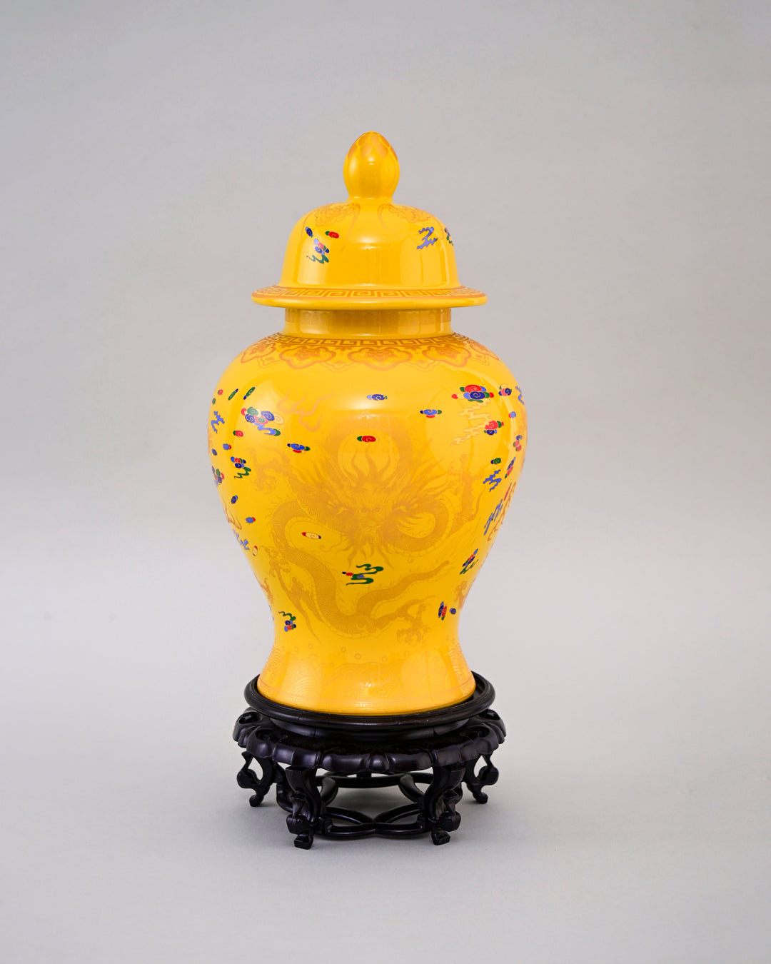 Golden Imperial Dragon Temple Jar - Yellow