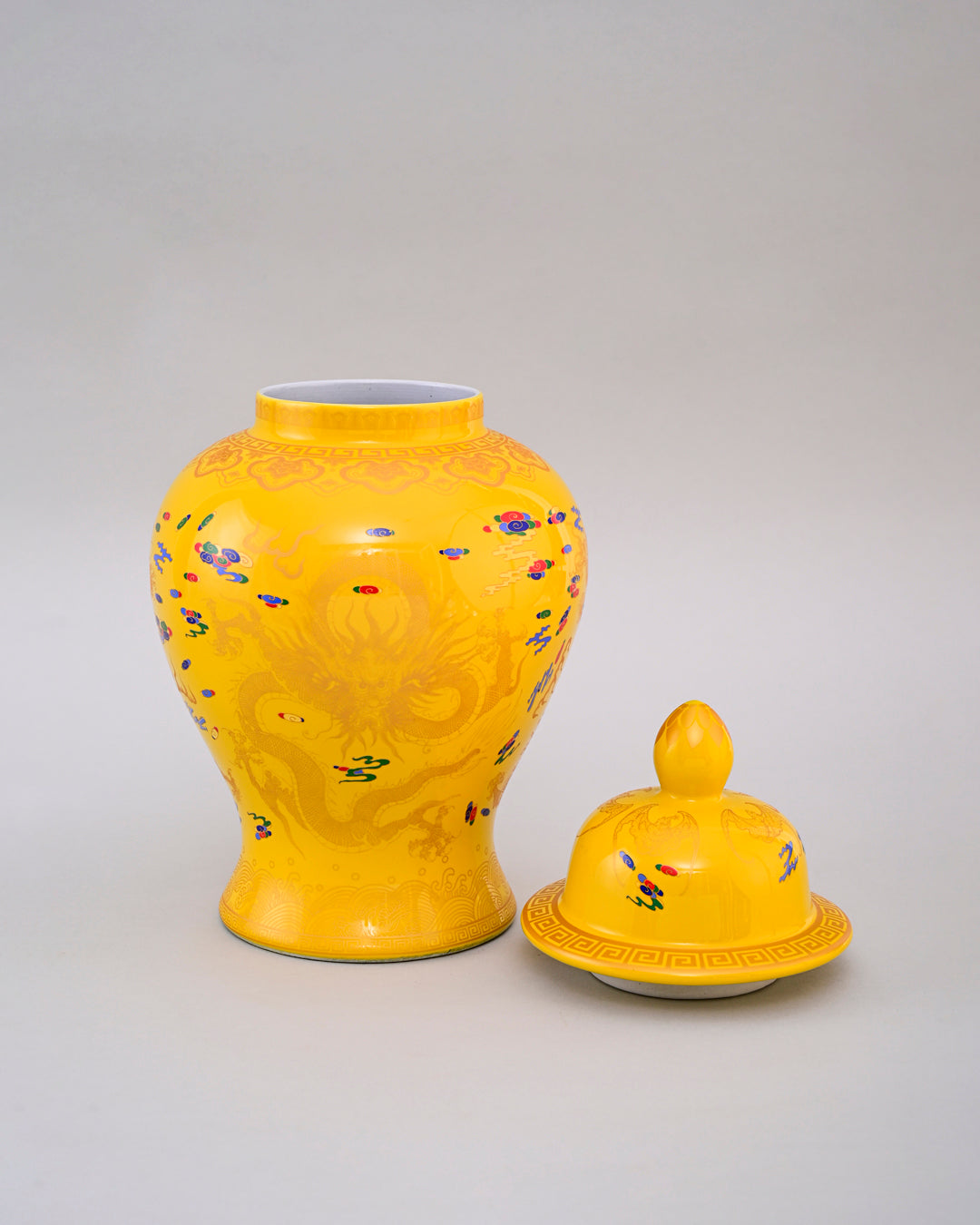 Golden Imperial Dragon Temple Jar - Yellow