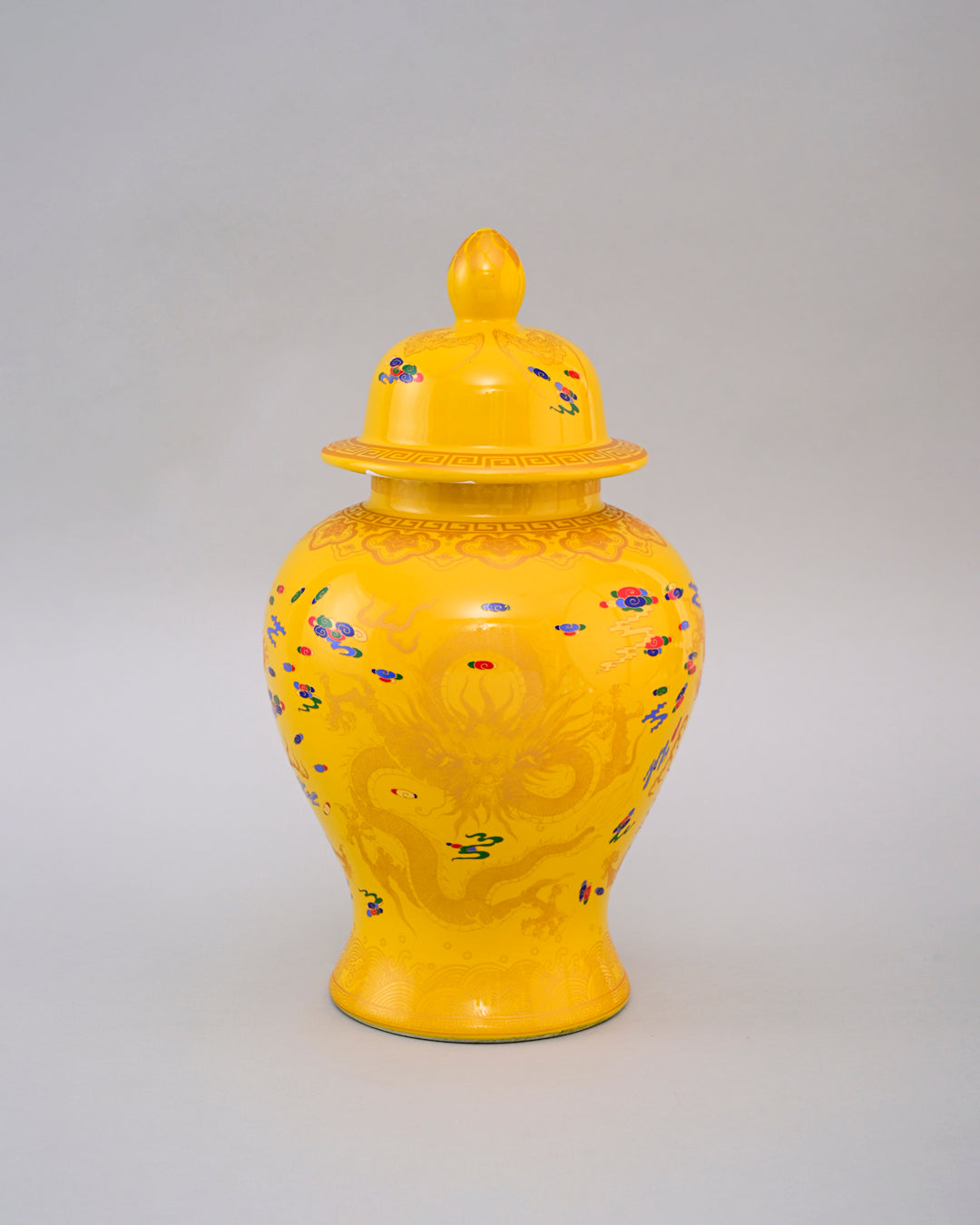 Golden Imperial Dragon Temple Jar - Yellow