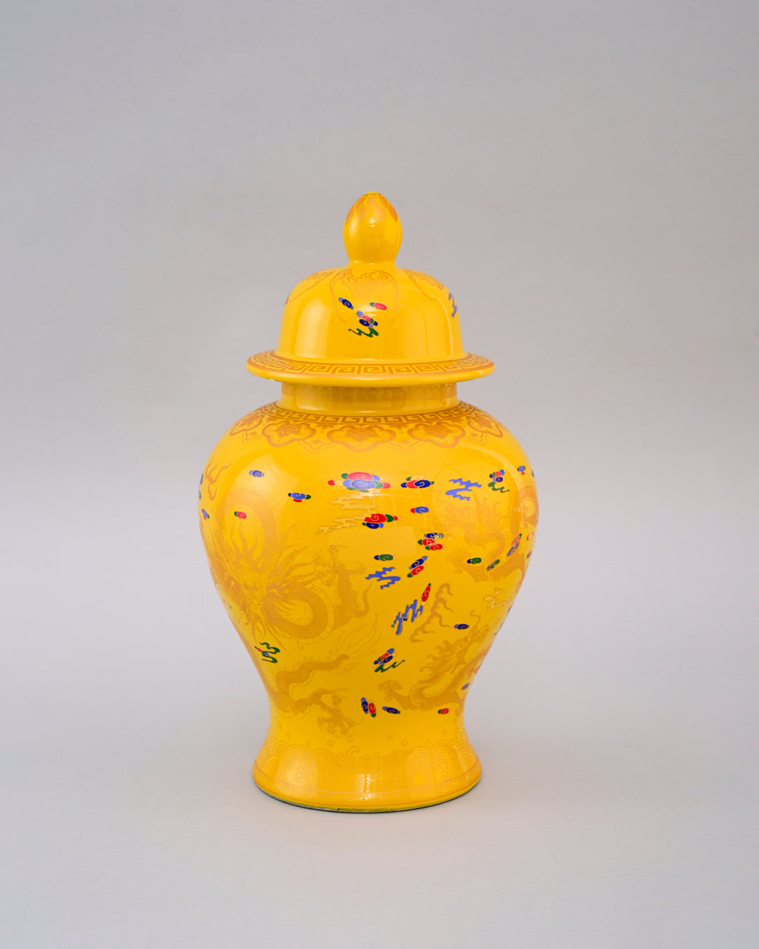 Golden Imperial Dragon Temple Jar - Yellow