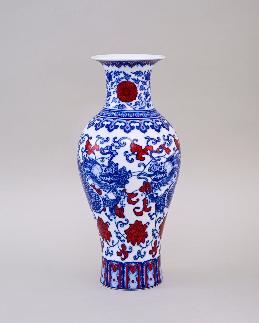 Dragon Motifs Blue & White Bone China Vase