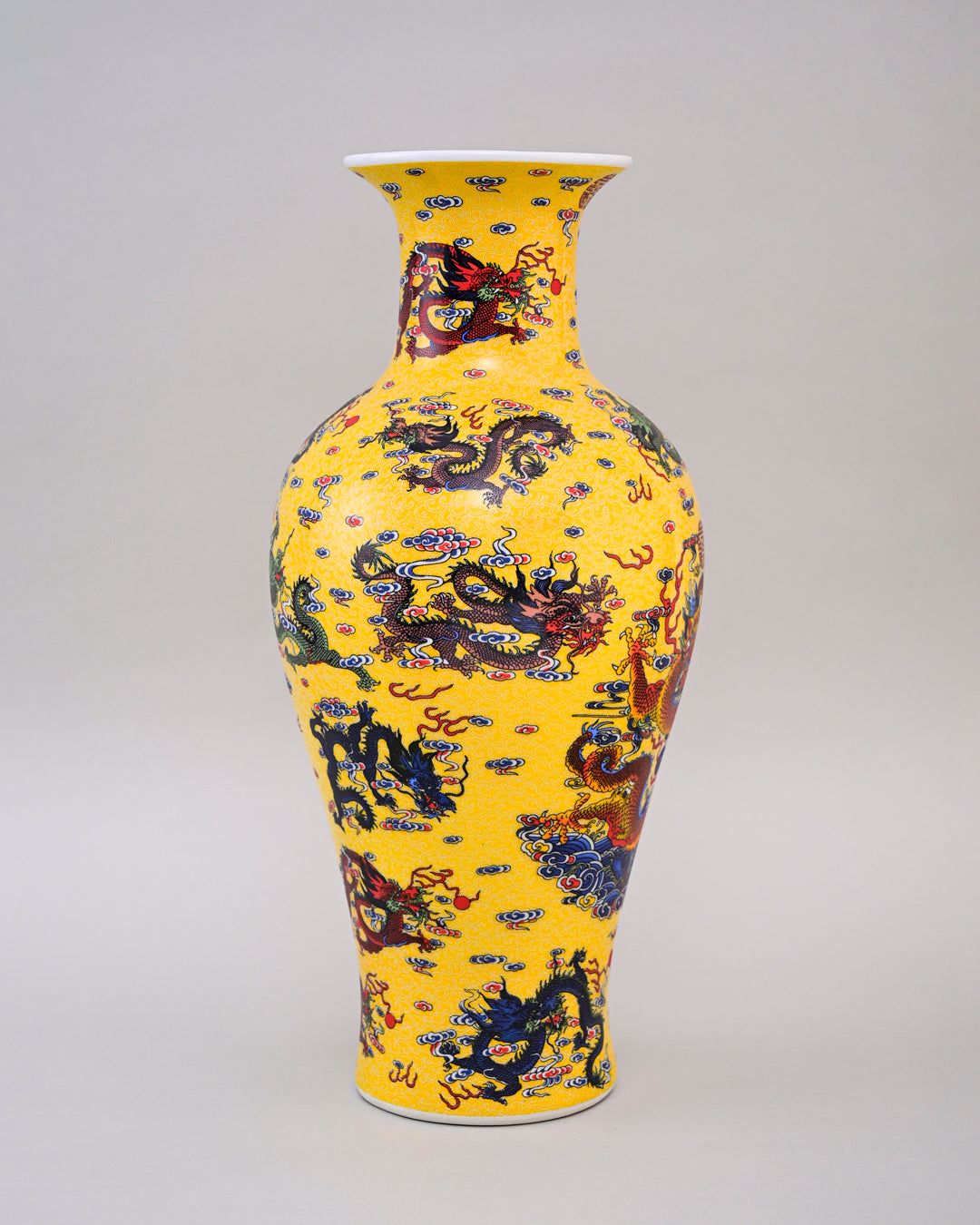 Dragon Motifs Symbolizing Ceramic Vase - Yellow