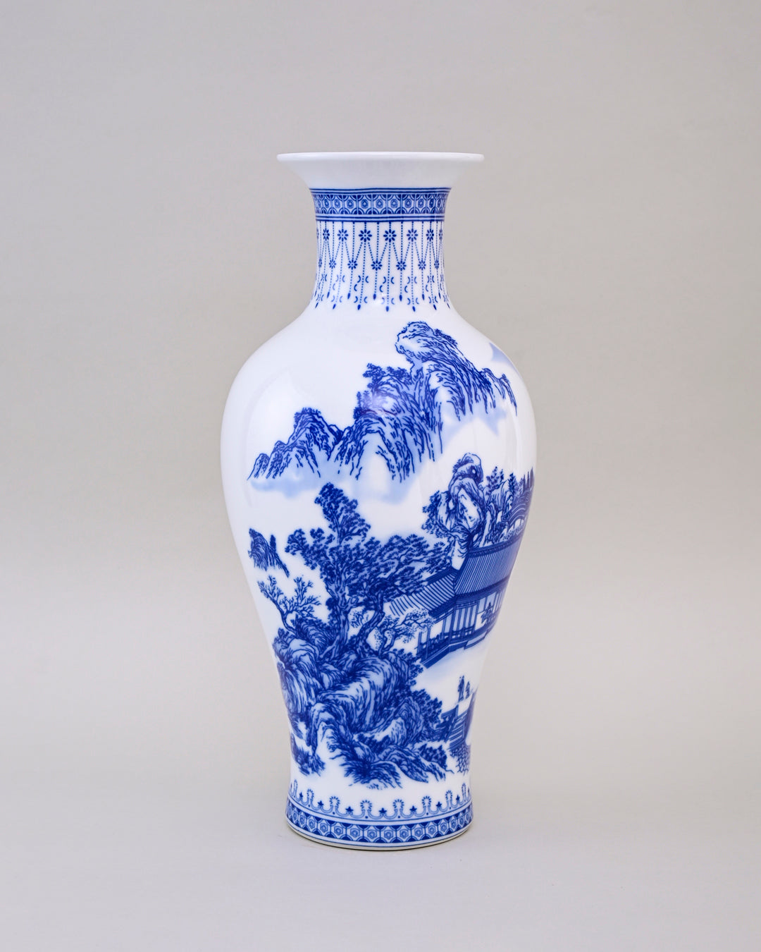 Oriental Mountain & Pavilion Bone China Vase