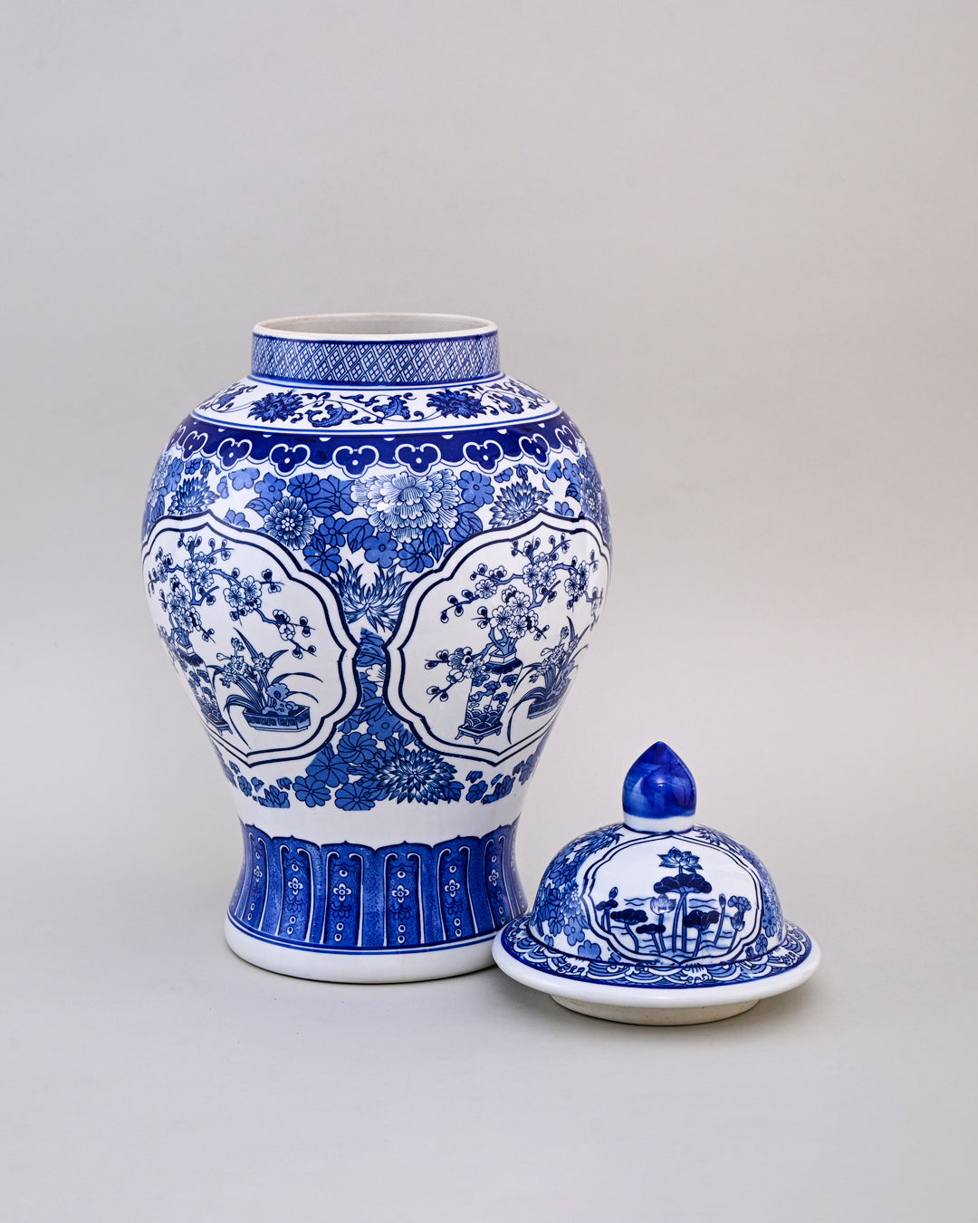 Ming Blossom Blue & White Temple Jar - 50cm
