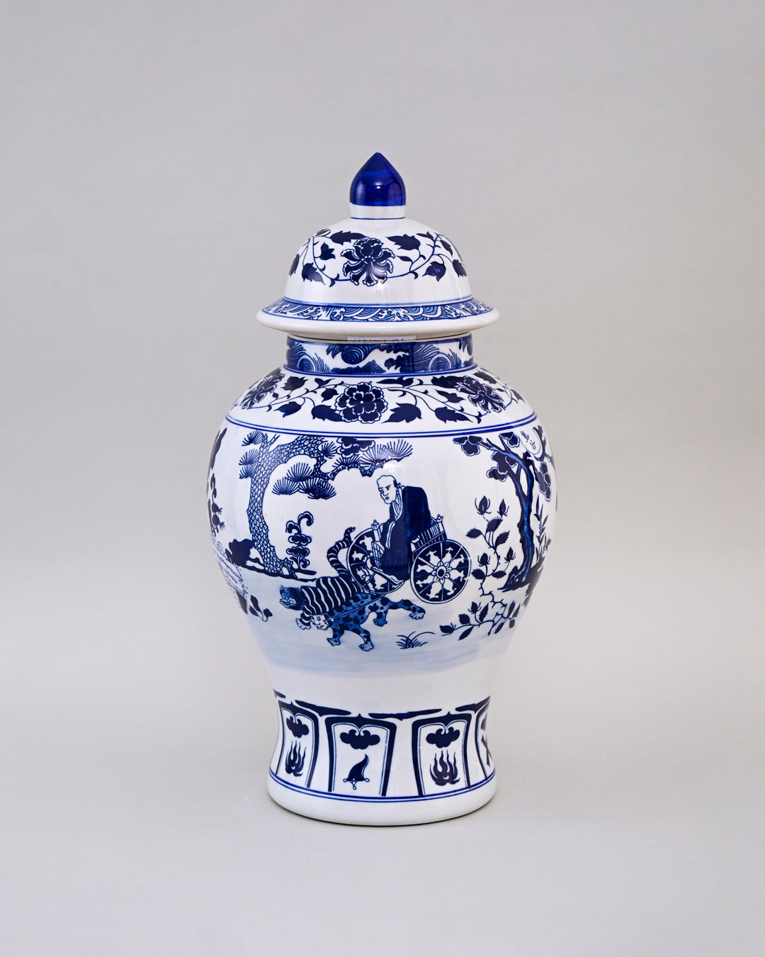 Imperial Carriage Blue & White Temple Jar