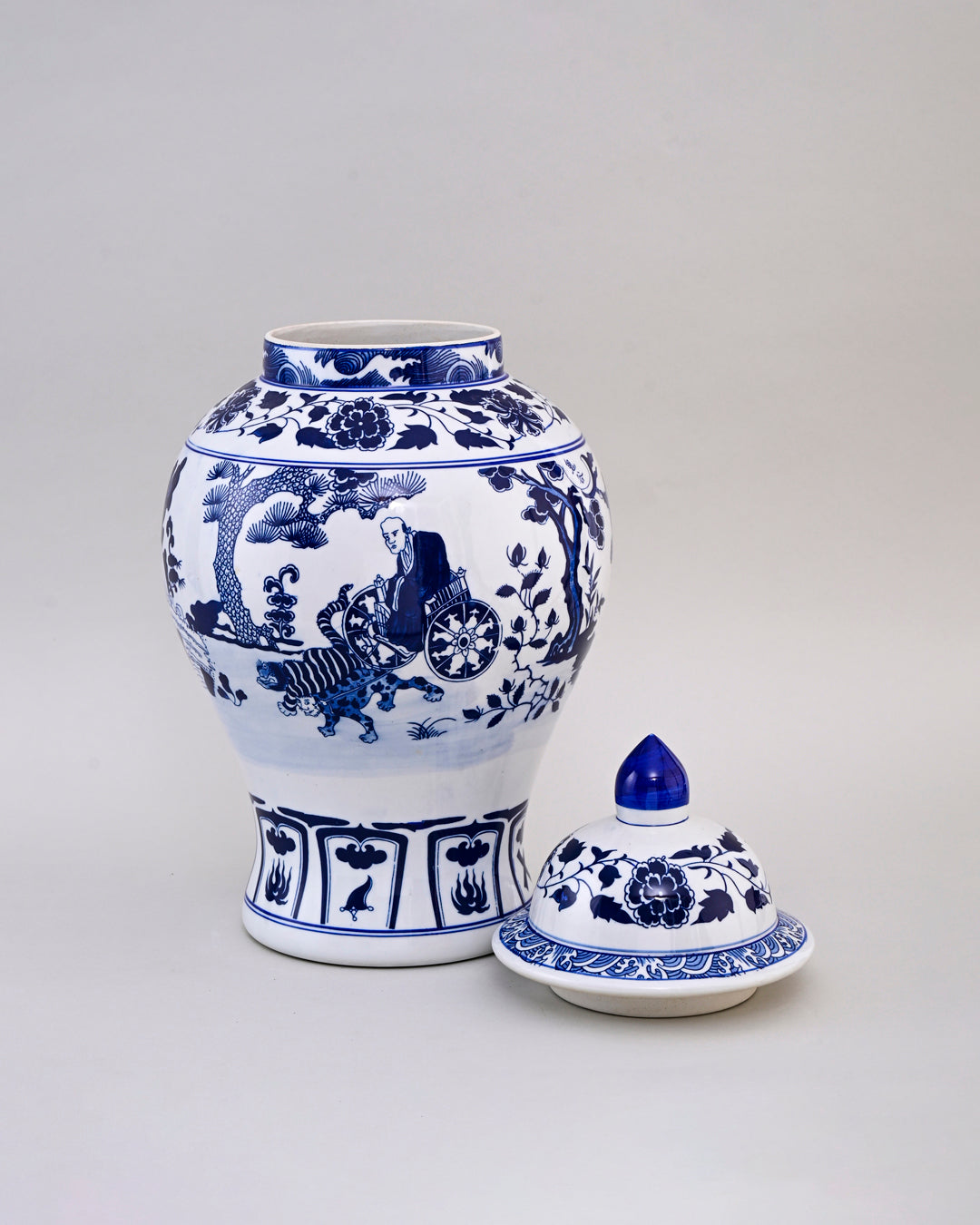 Imperial Carriage Blue & White Temple Jar