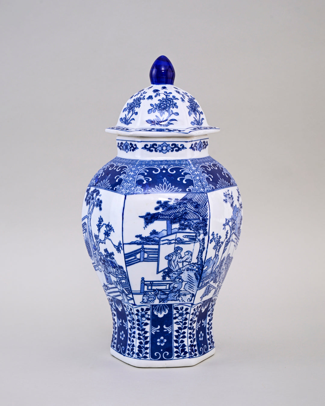 Blue & White Amidst Nature Tample Jar