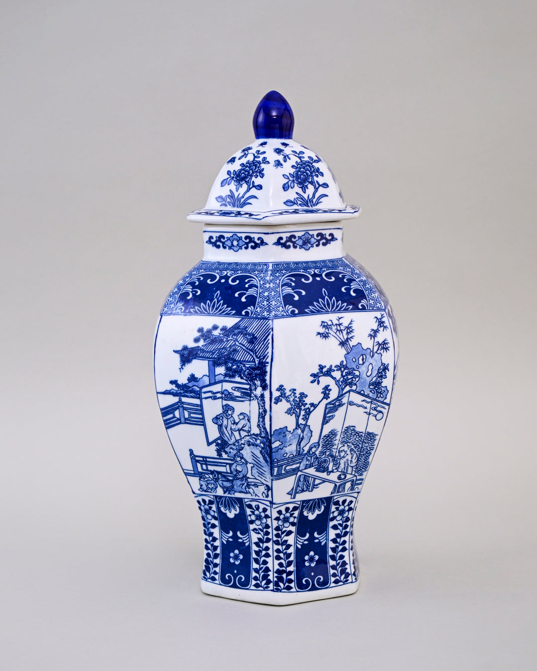 Blue & White Amidst Nature Tample Jar