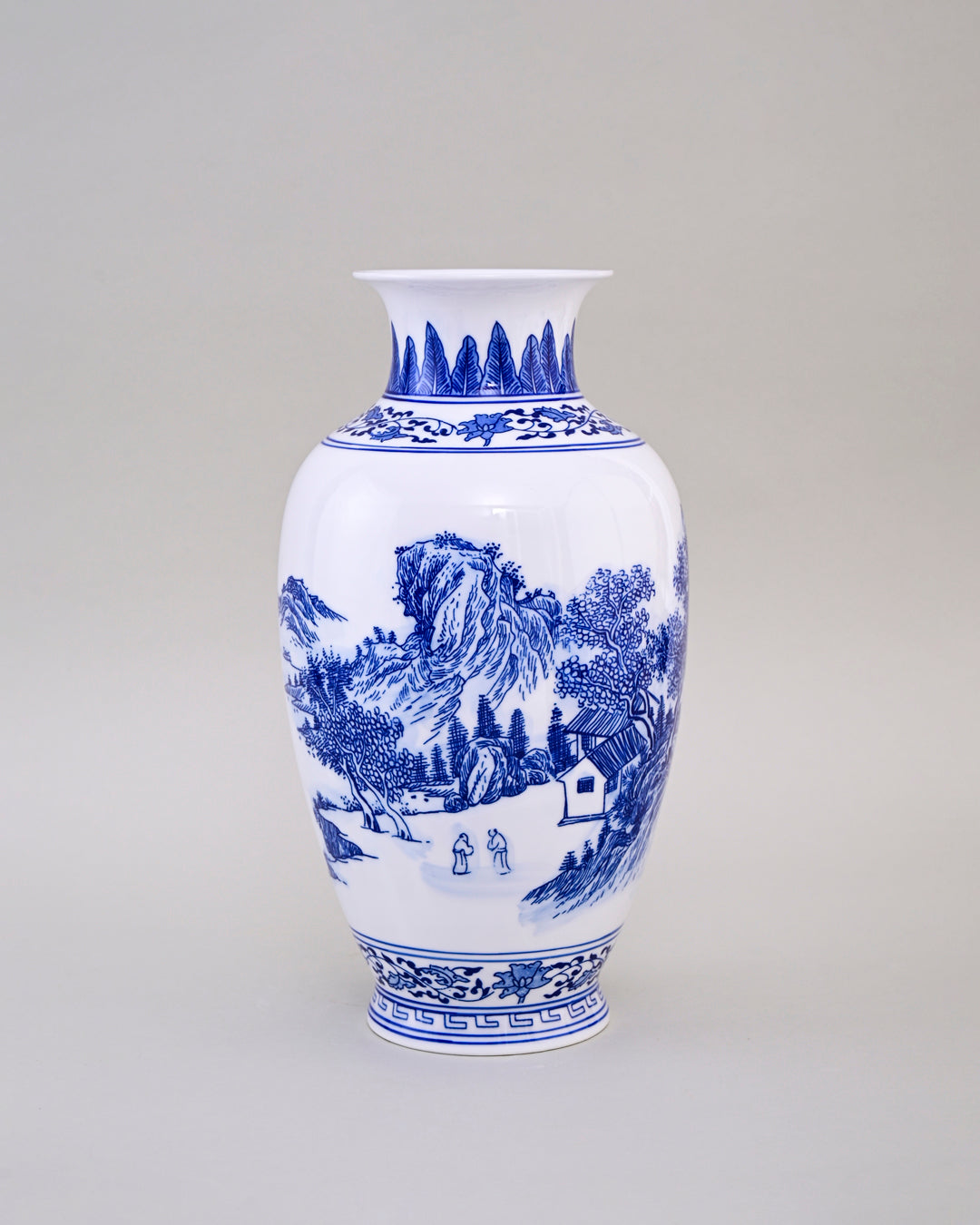 Blue & White Mountain Landscape Flower Vase