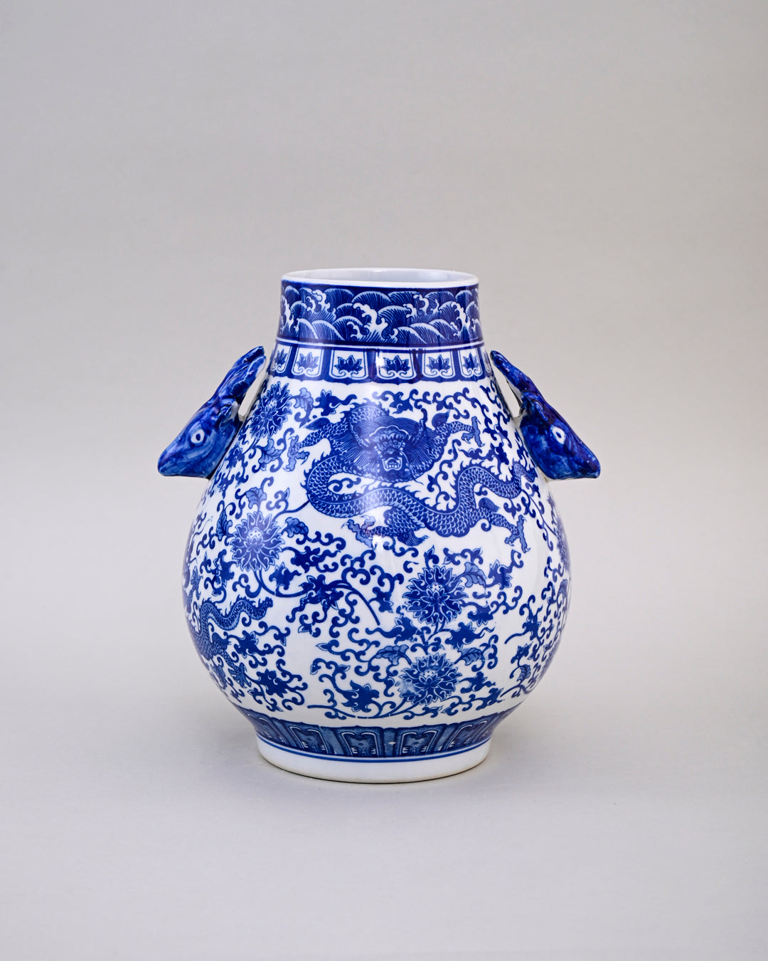 Blue & White Dragon Flower Vase