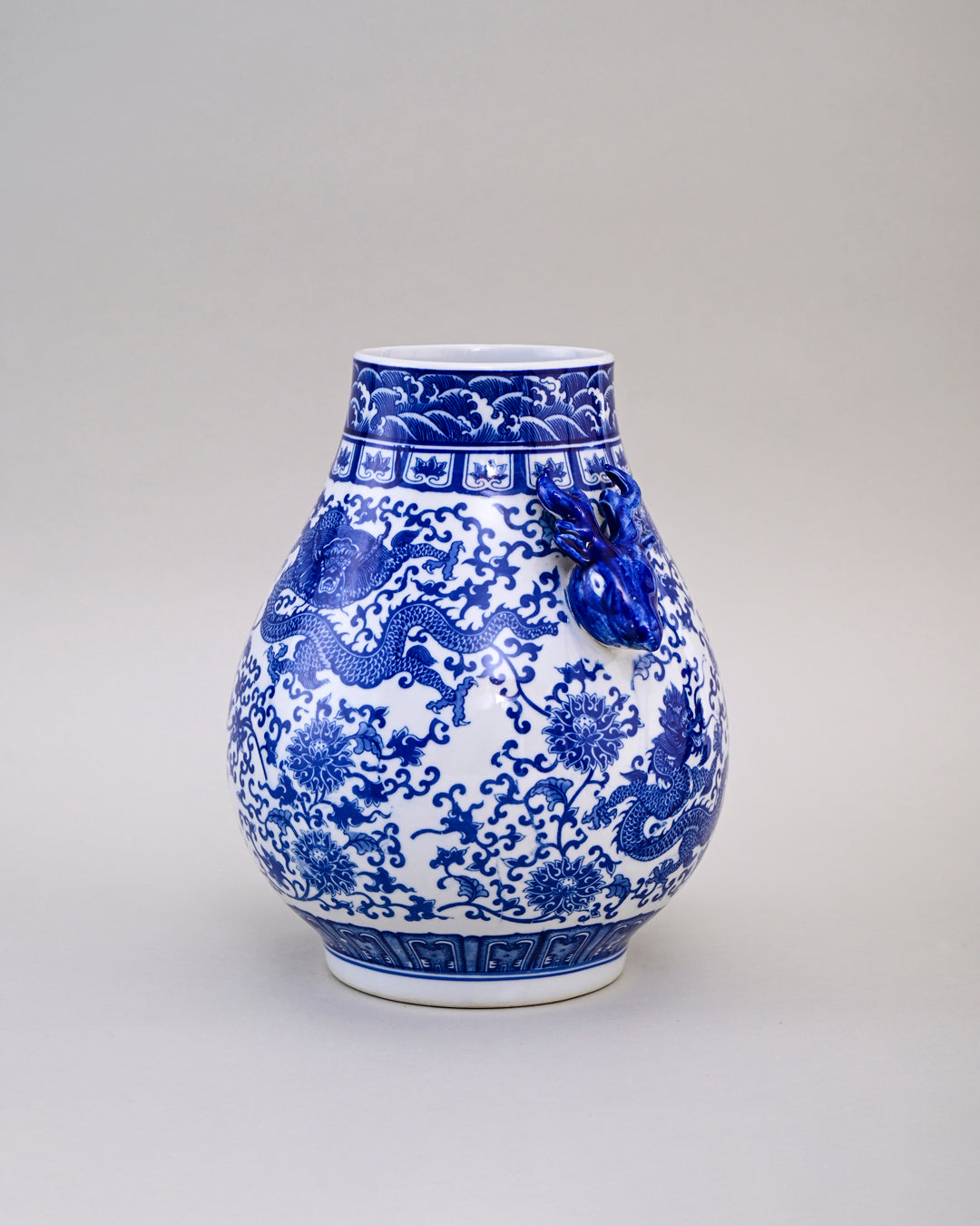 Blue & White Dragon Flower Vase
