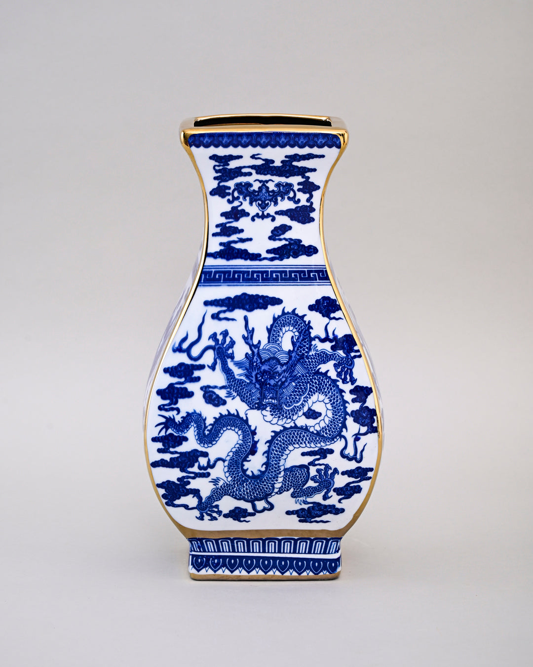 Flared Dragon Golden Trim Porcelain Vase