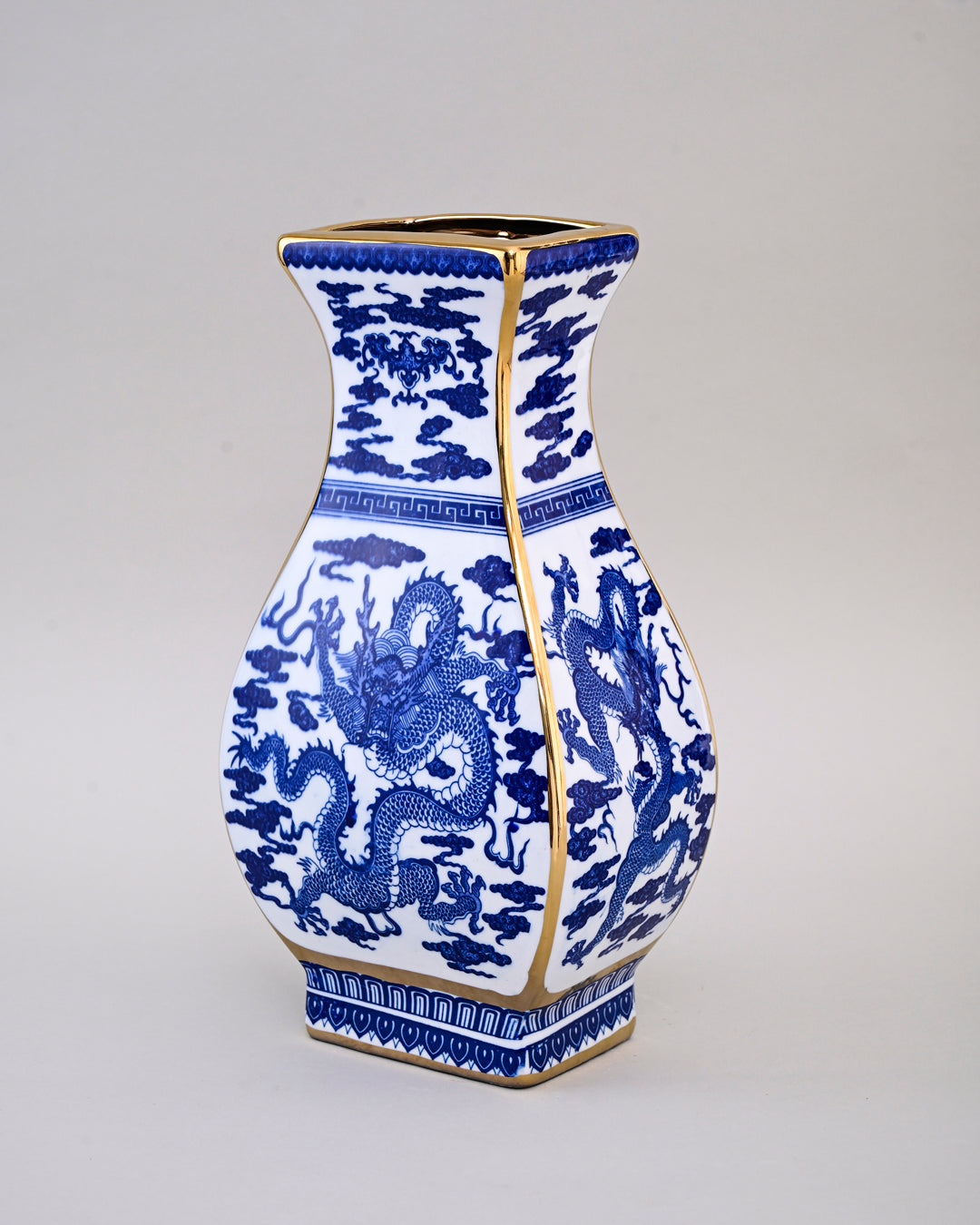 Flared Dragon Golden Trim Porcelain Vase
