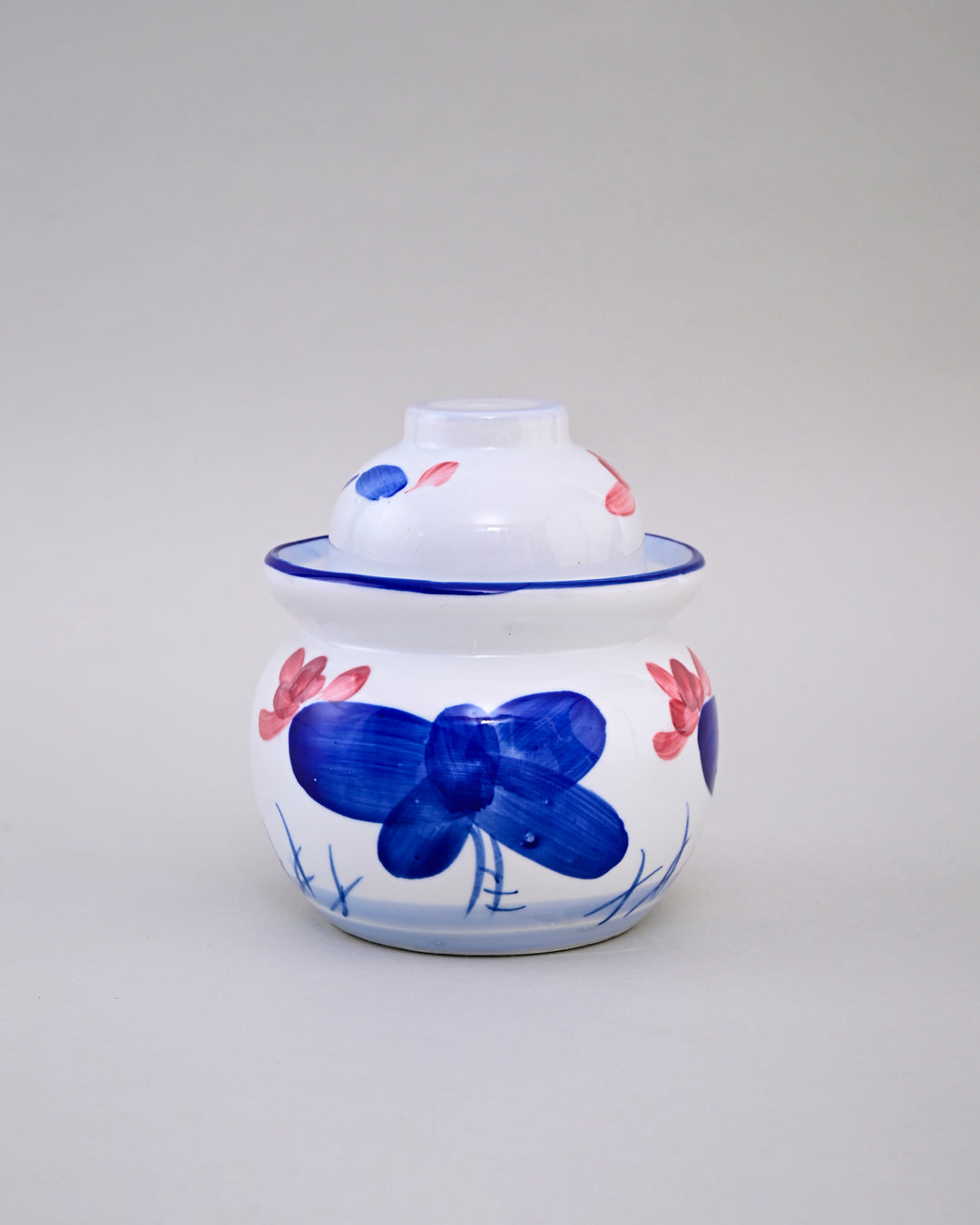 Hand-Painted Floral Storage Jar with Lid