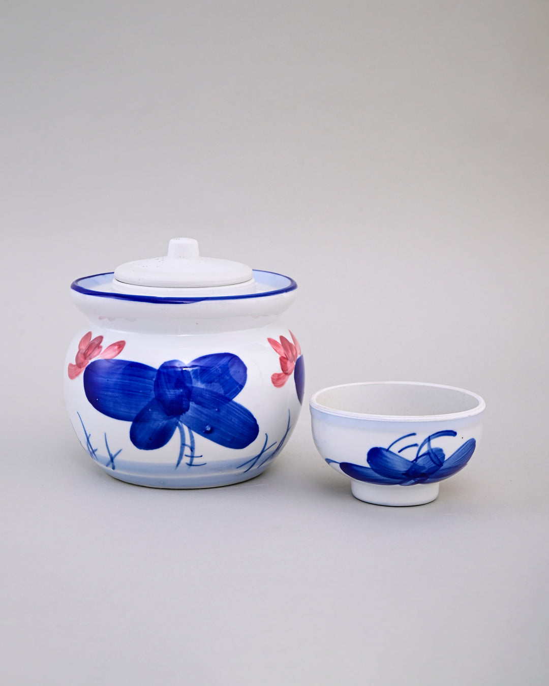 Hand-Painted Floral Storage Jar with Lid